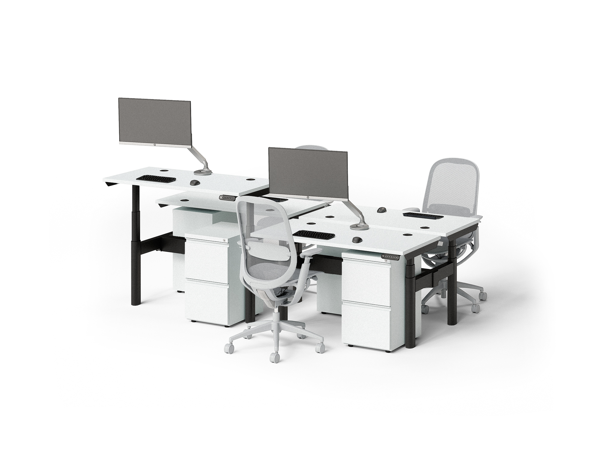 Sol Adjustable-Height Desks for 4