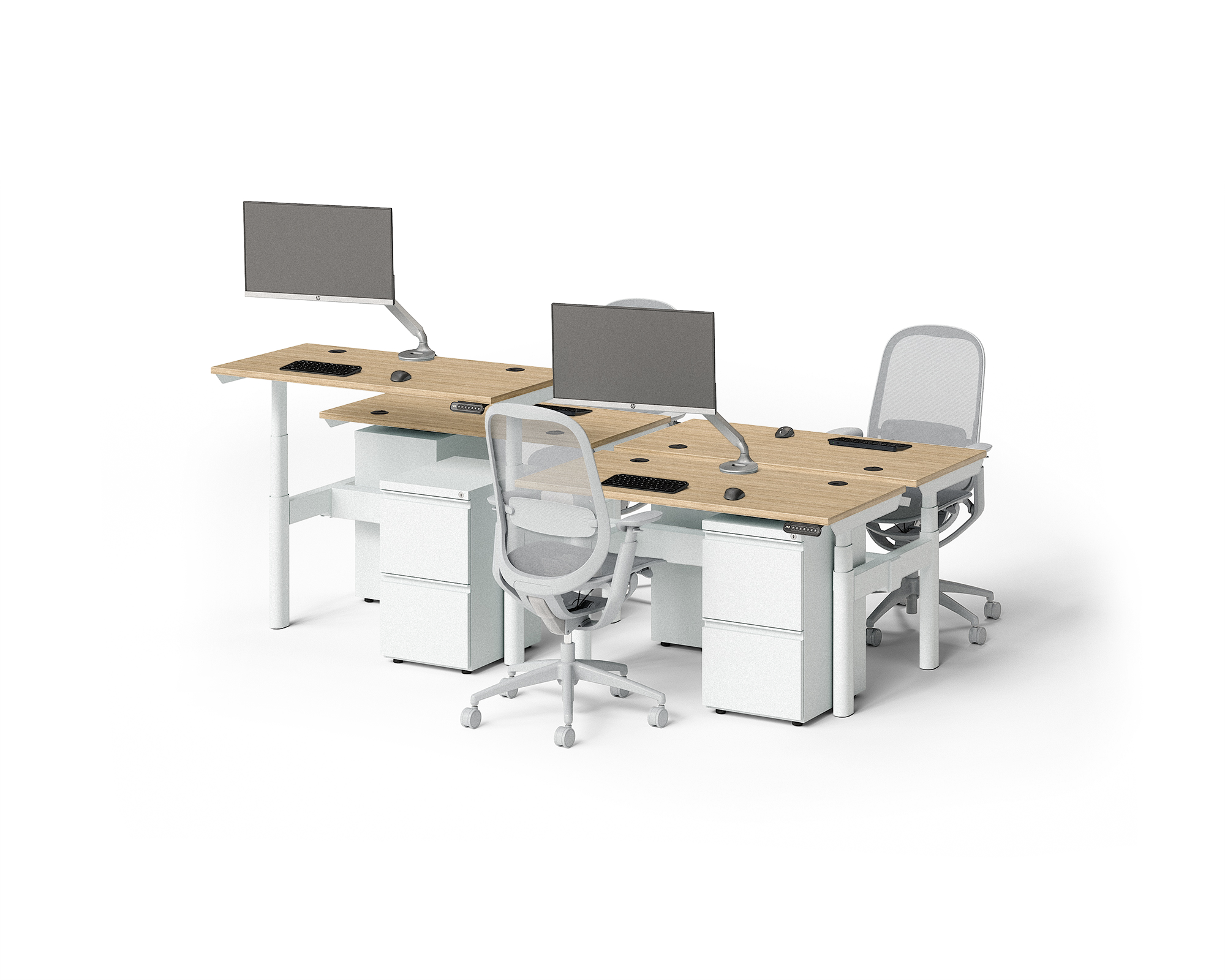 Sol Adjustable-Height Desks for 4