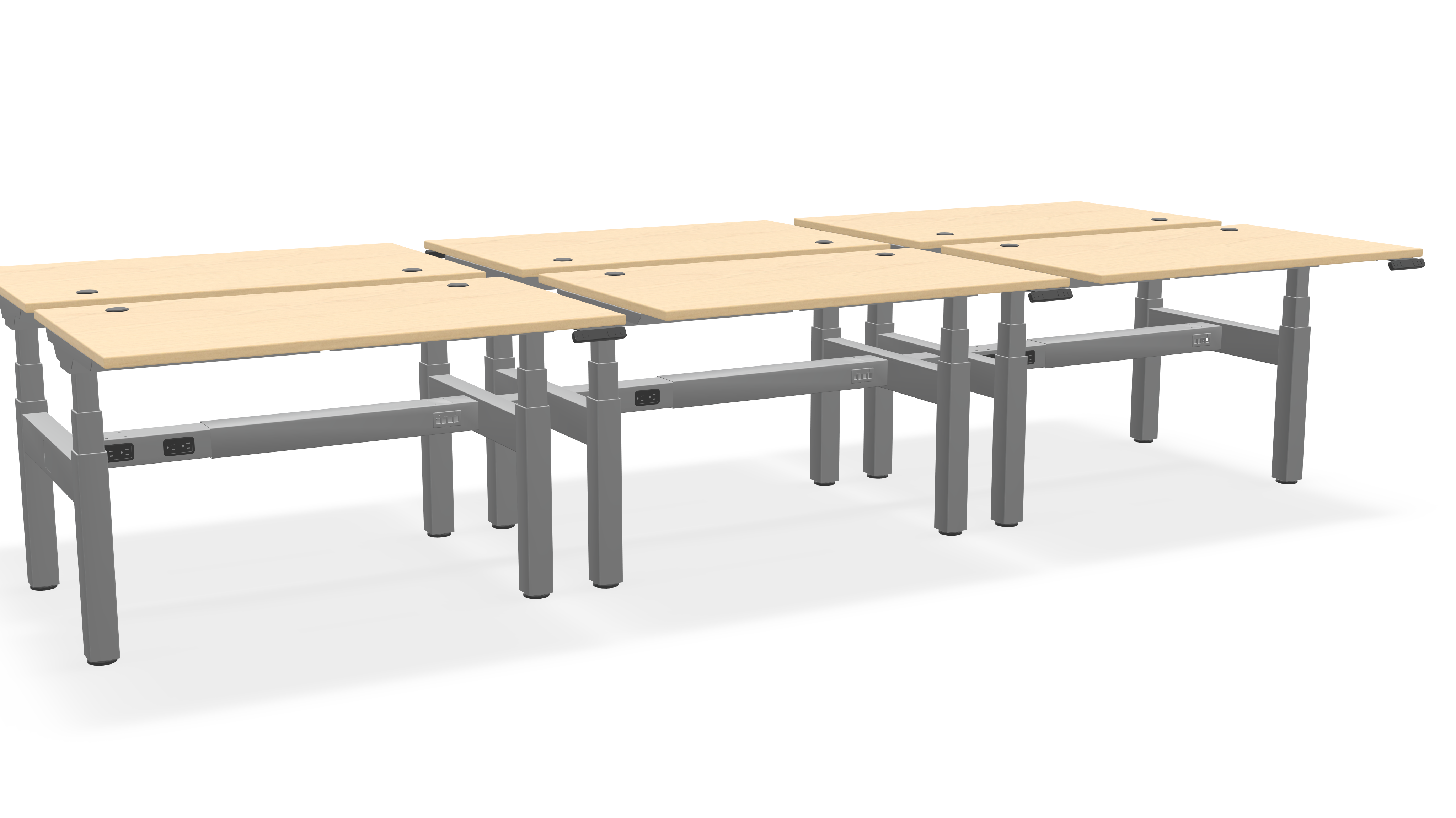 Think Adjustable-Height Benched Desks for 6