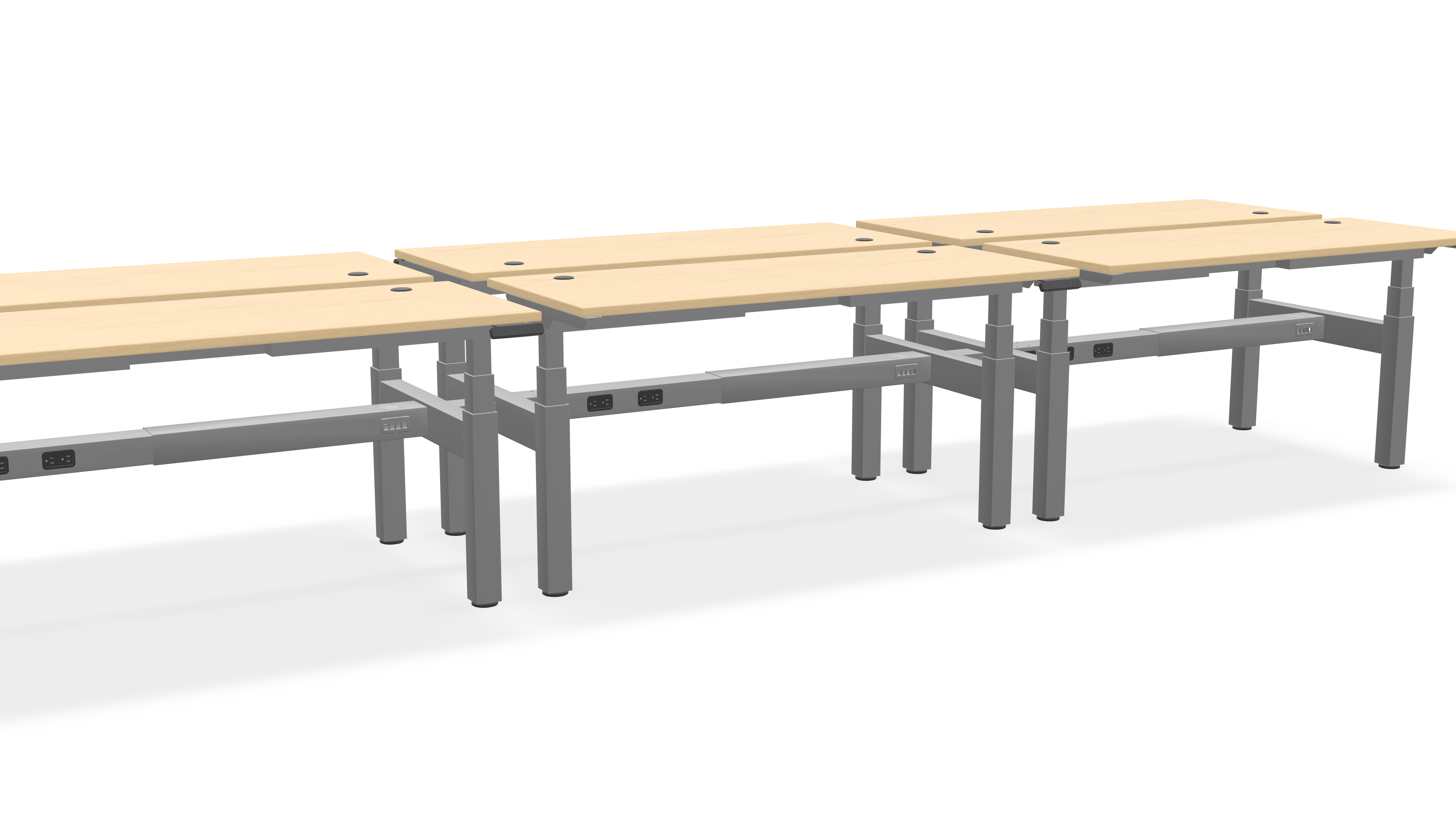 Think Adjustable-Height Benched Desks for 6
