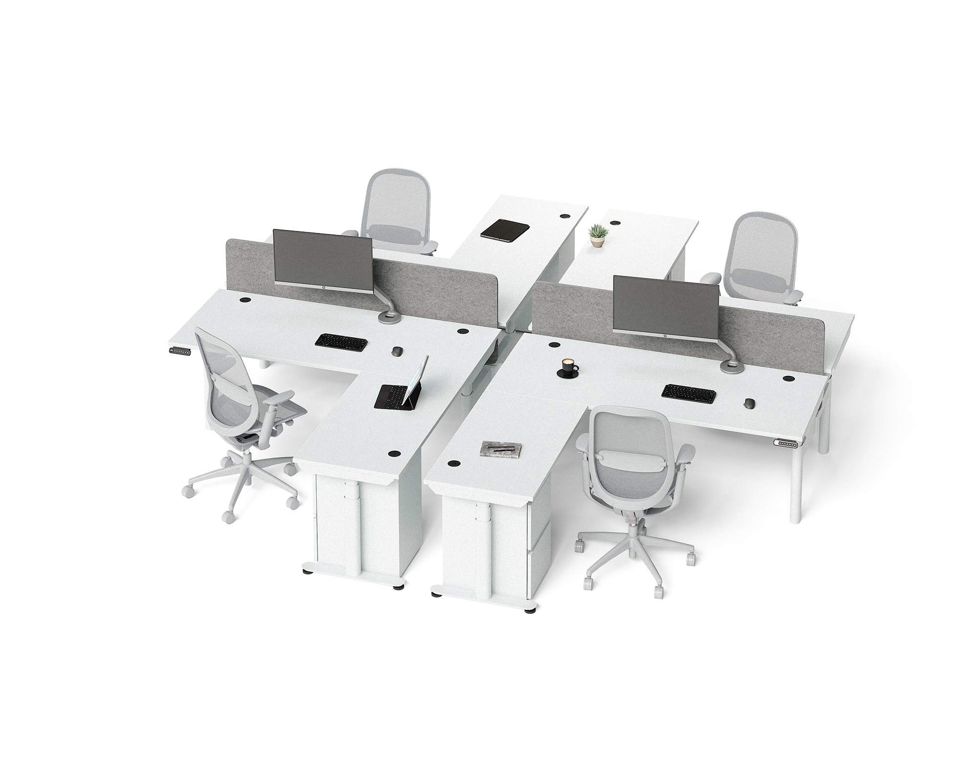 Sol L-Shaped Adjustable-Height Desks for 2