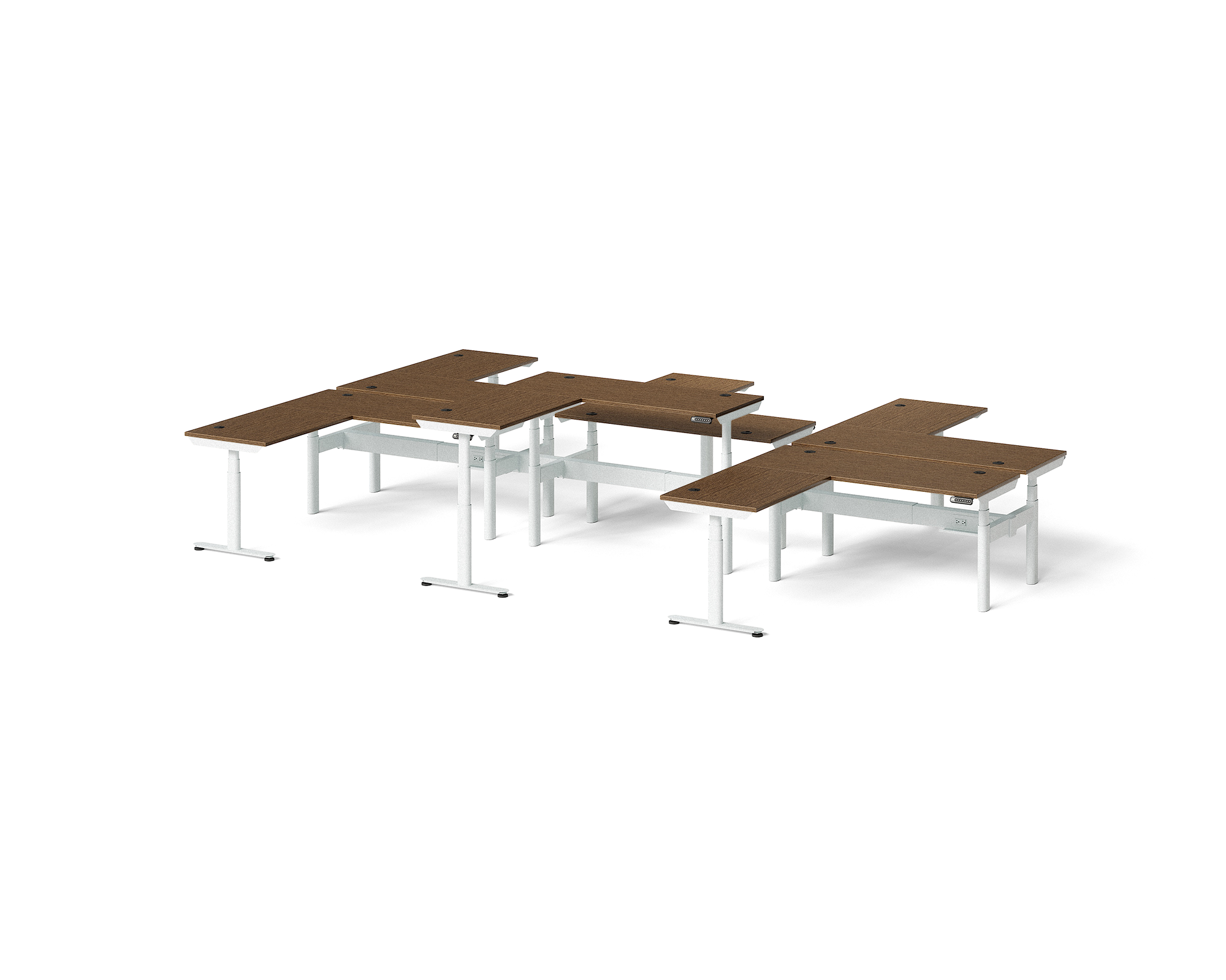 Sol L-Shaped Adjustable-Height Desks for 6