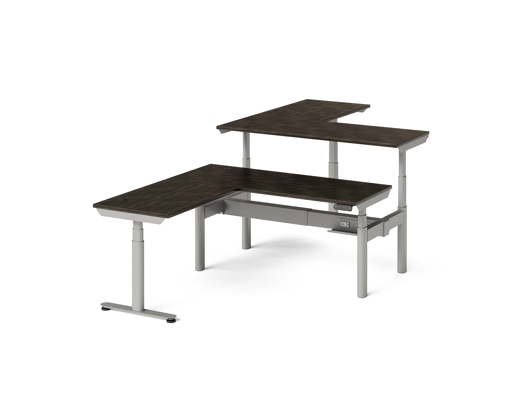 Sol L-Shaped Adjustable-Height Desks for 2