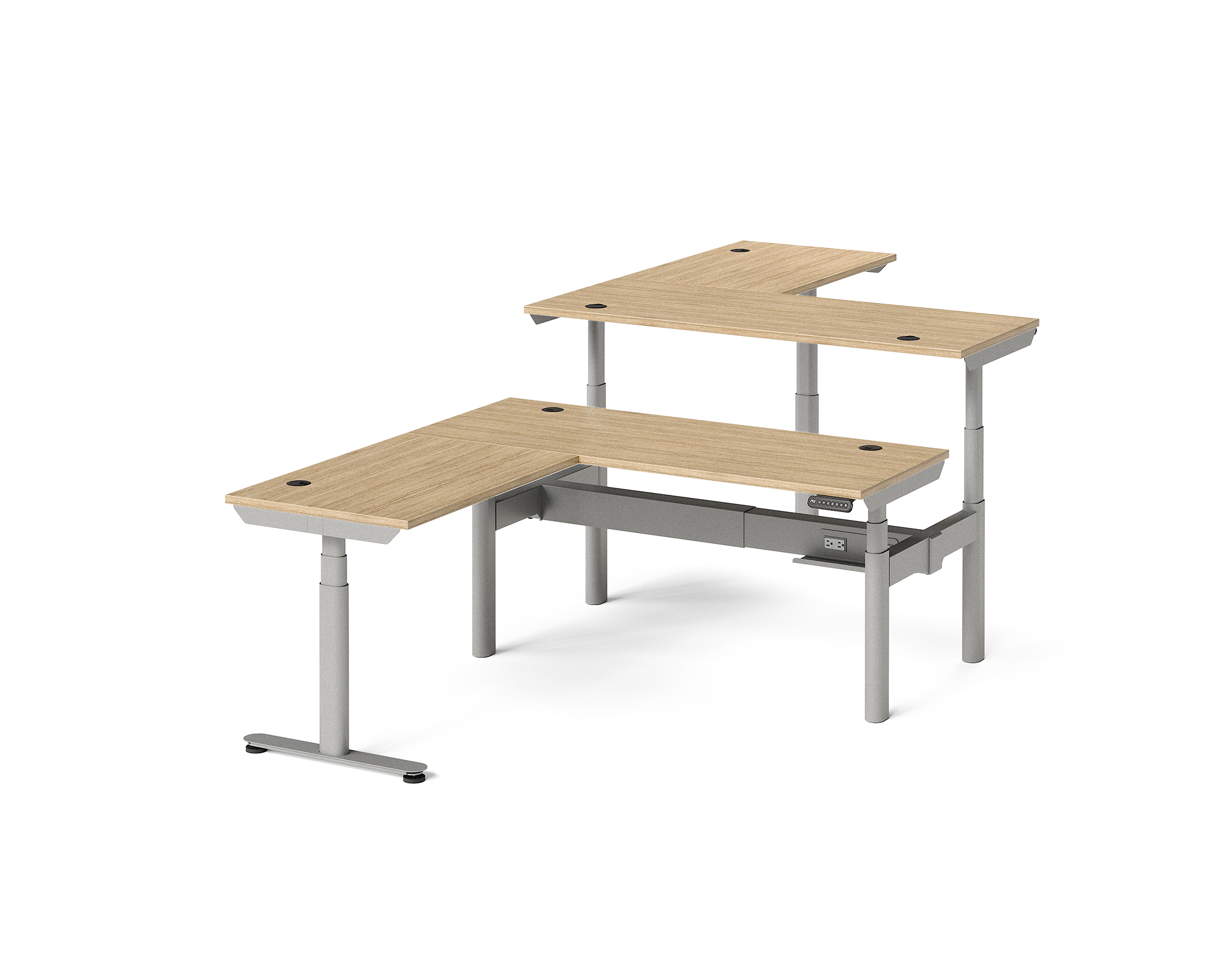Sol L-Shaped Adjustable-Height Desks for 2
