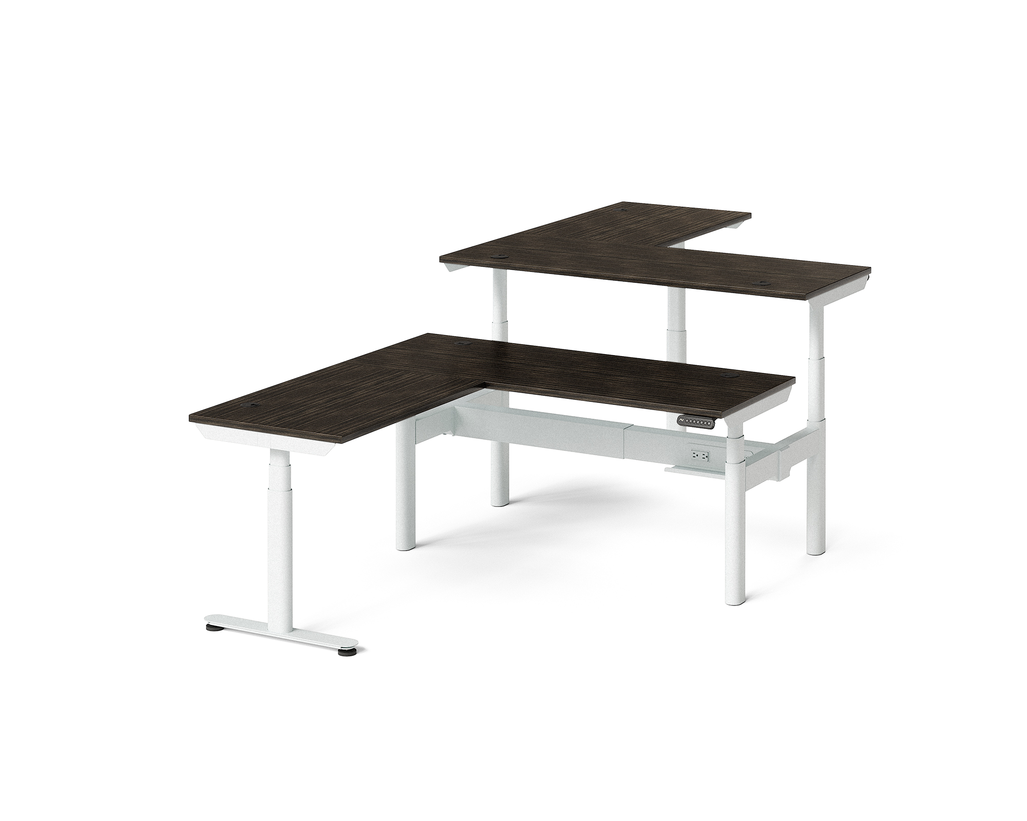 Sol L-Shaped Adjustable-Height Desks for 2
