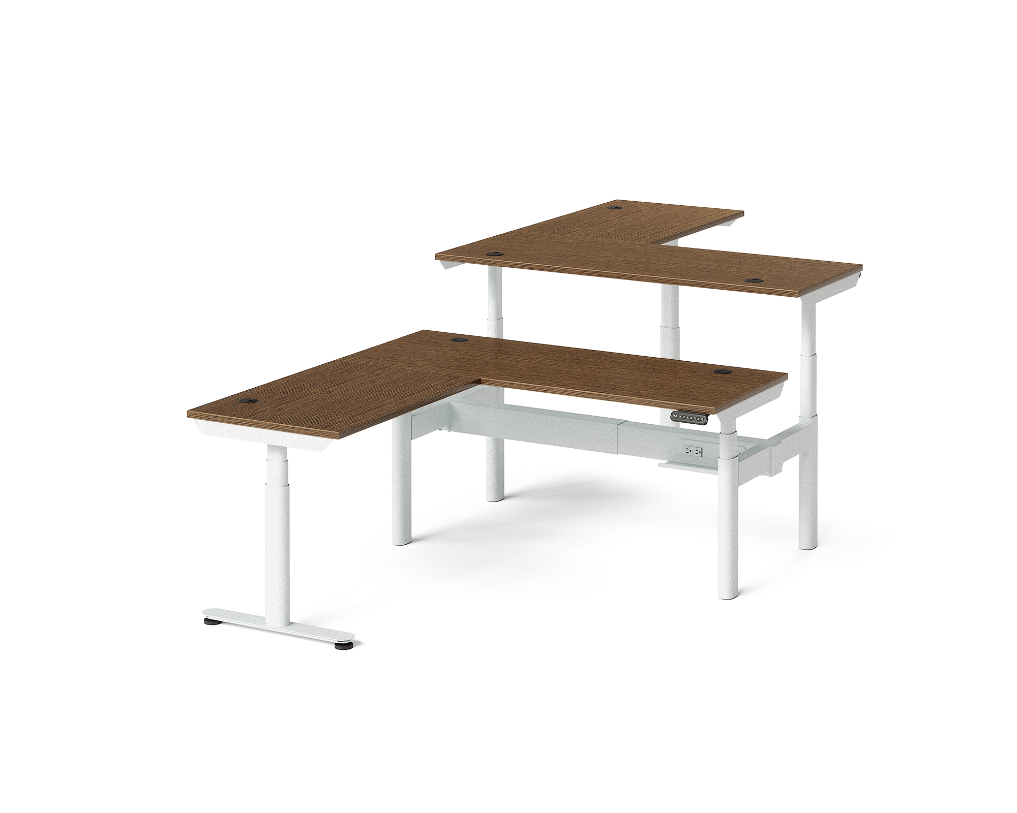 Sol L-Shaped Adjustable-Height Desks for 2