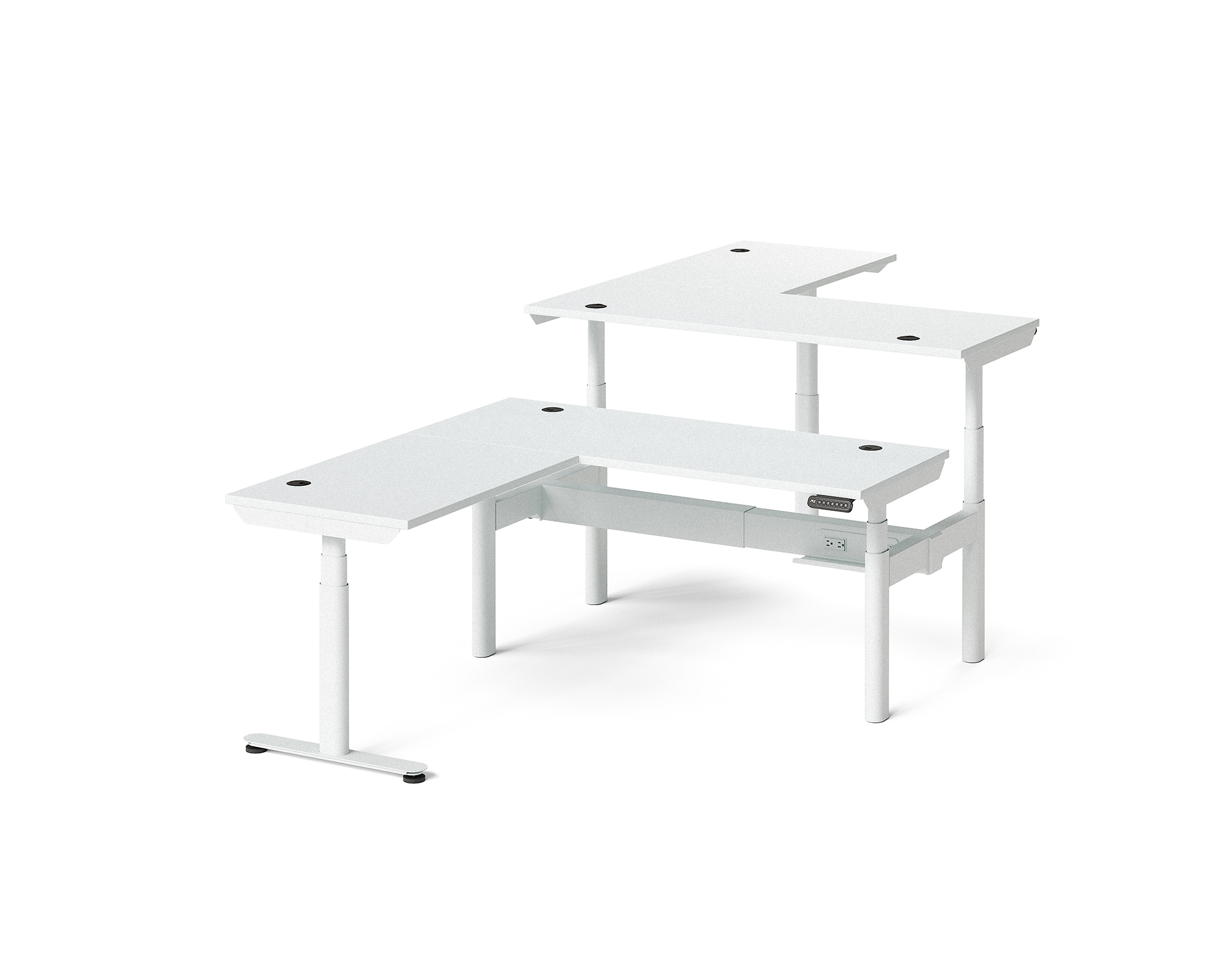 Sol L-Shaped Adjustable-Height Desks for 2