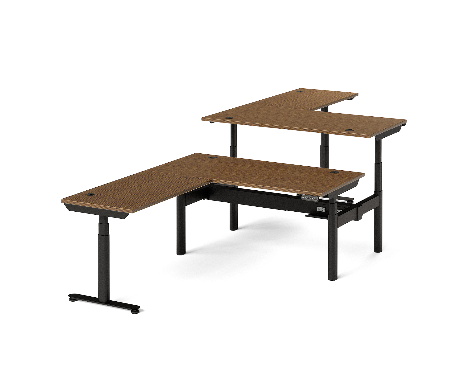 Sol L-Shaped Adjustable-Height Desks for 2