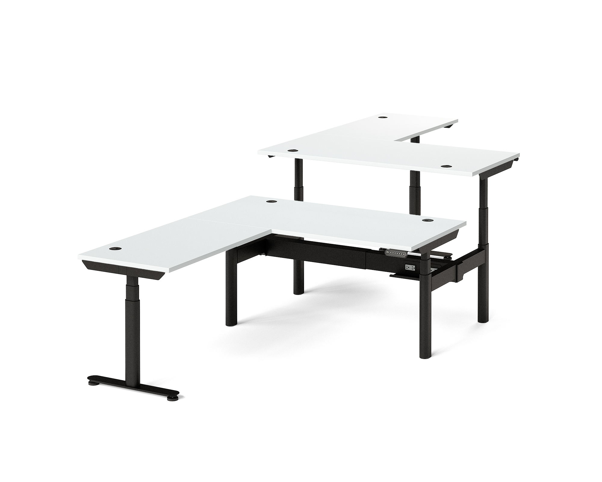 Sol L-Shaped Adjustable-Height Desks for 2