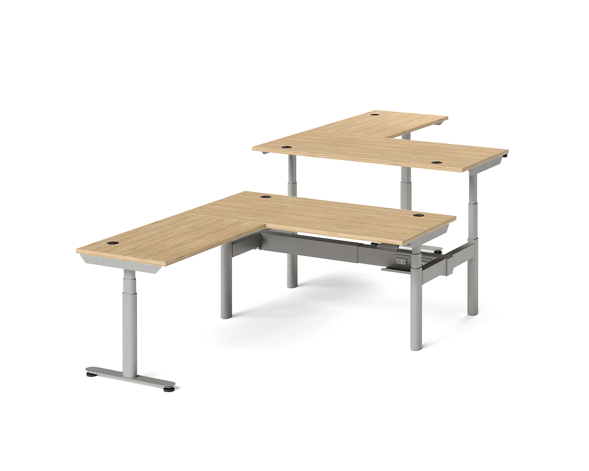 Sol L-Shaped Adjustable-Height Desks for 2