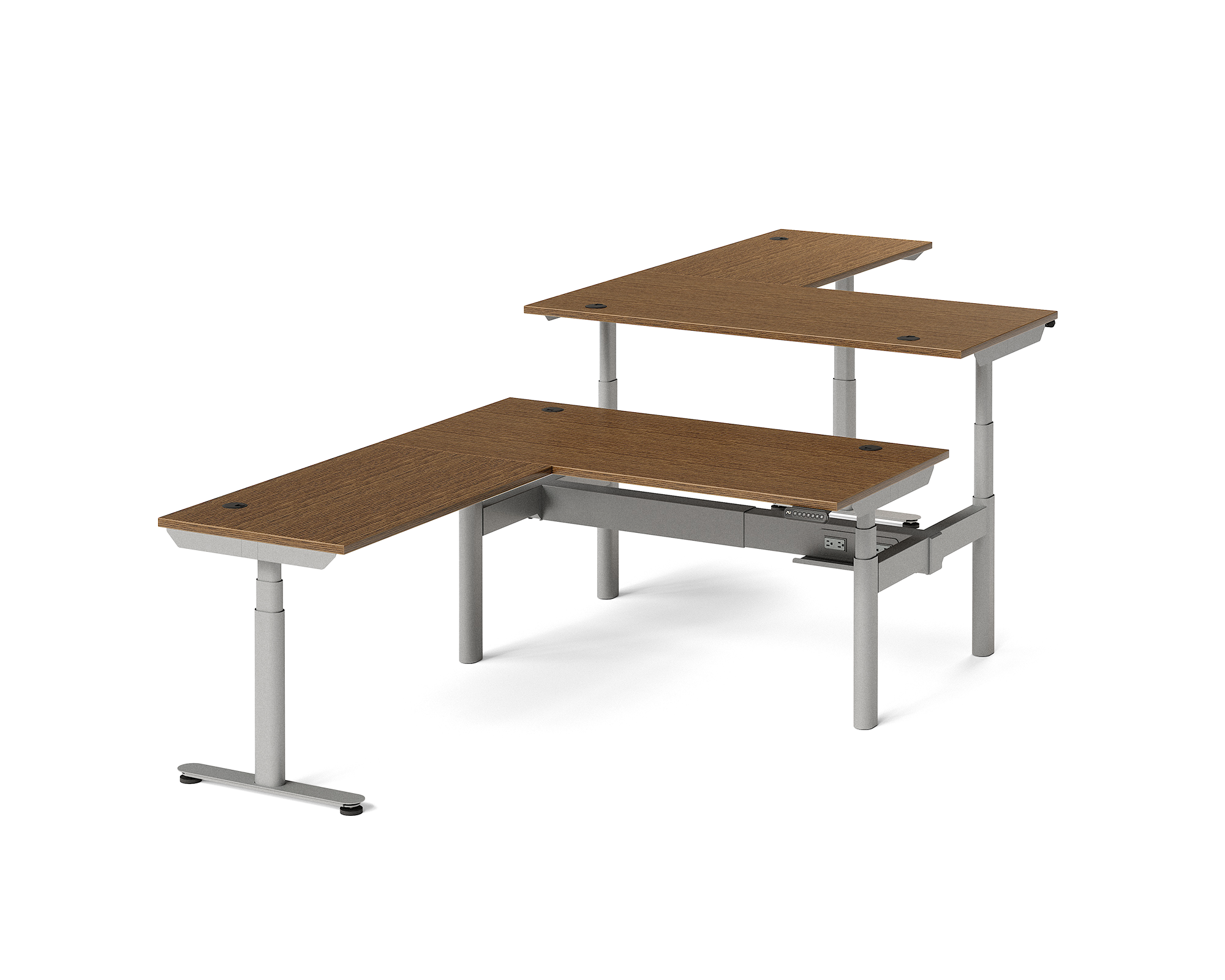 Sol L-Shaped Adjustable-Height Desks for 2