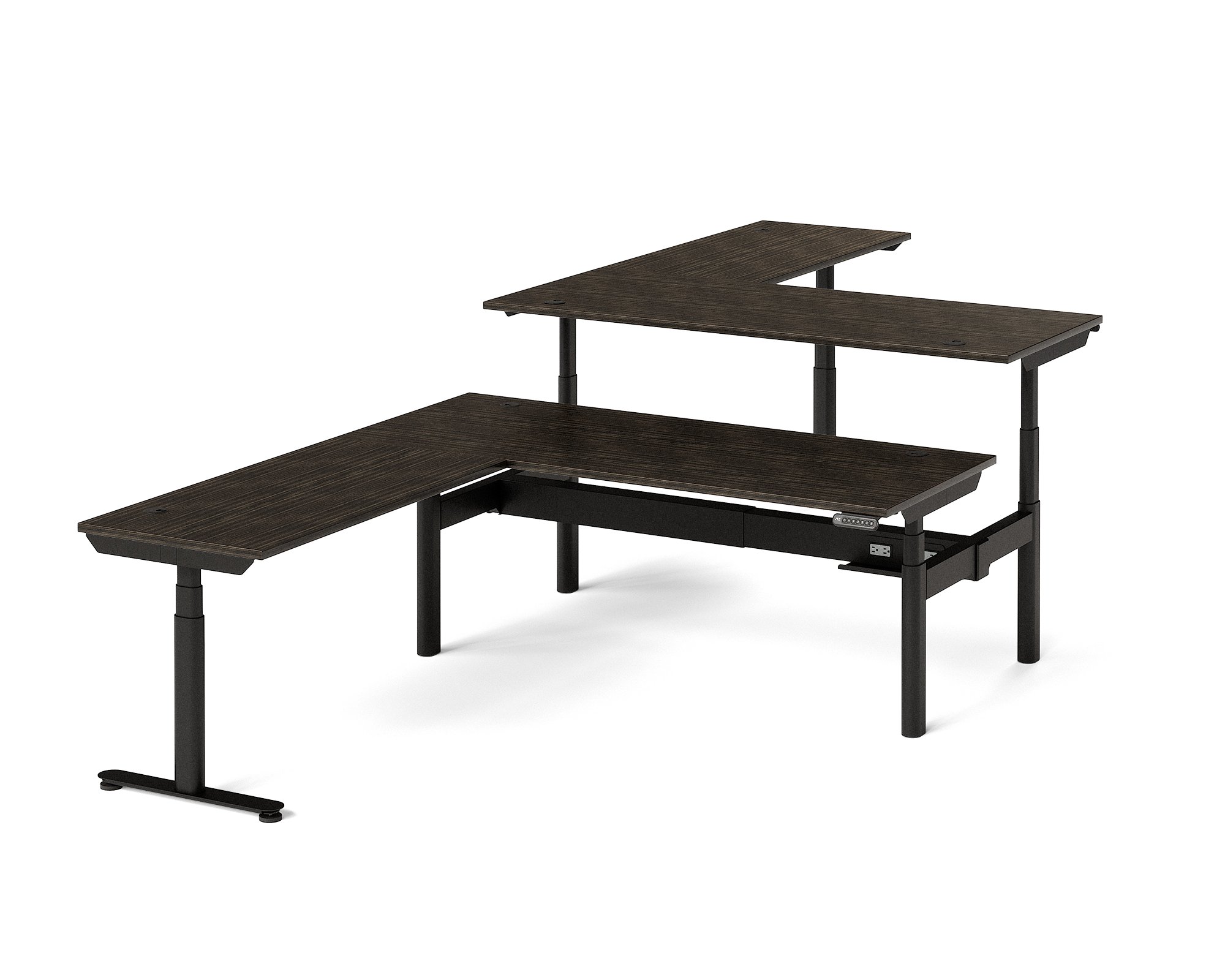 Sol L-Shaped Adjustable-Height Desks for 2