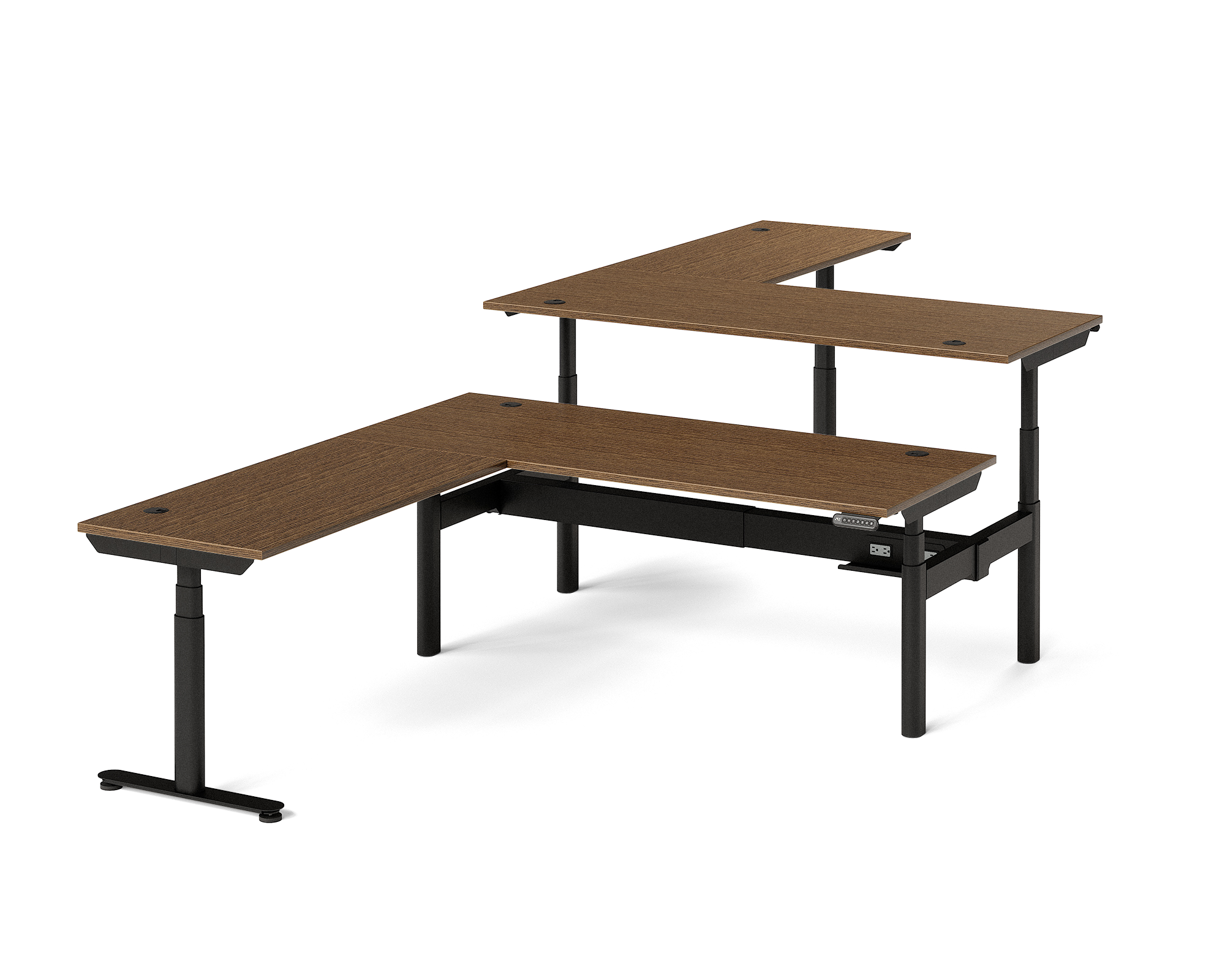 Sol L-Shaped Adjustable-Height Desks for 2