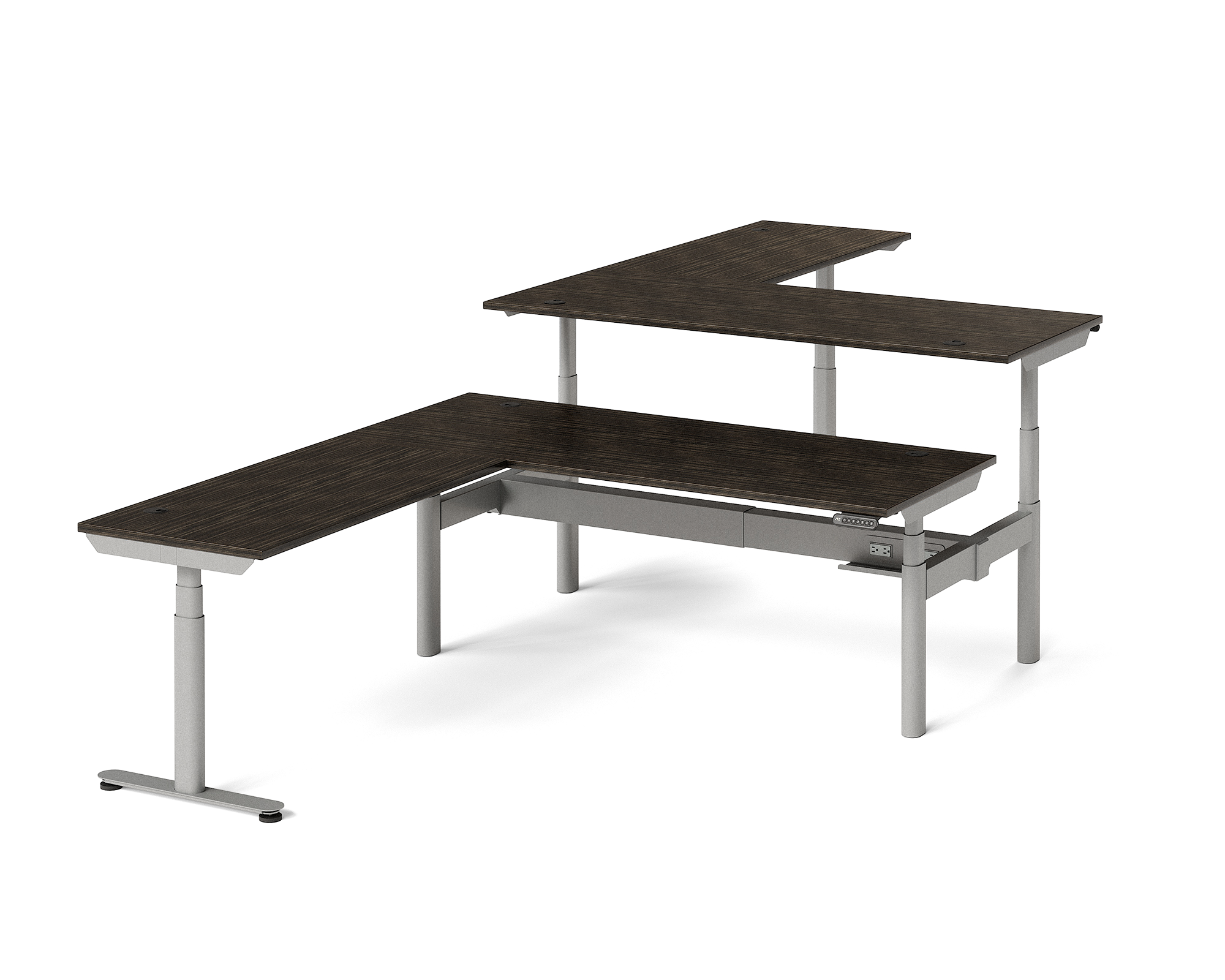 Sol L-Shaped Adjustable-Height Desks for 2
