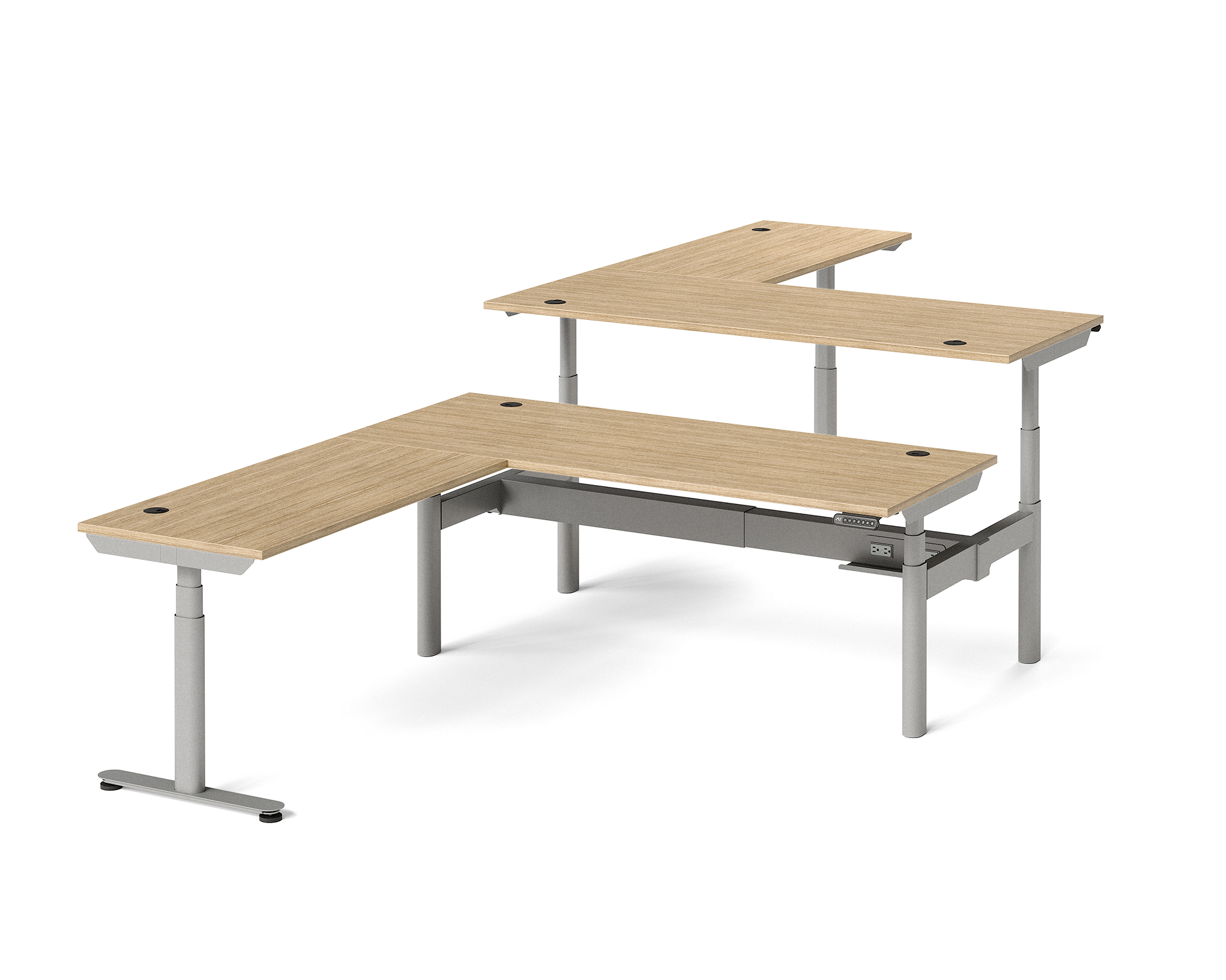 Sol L-Shaped Adjustable-Height Desks for 2