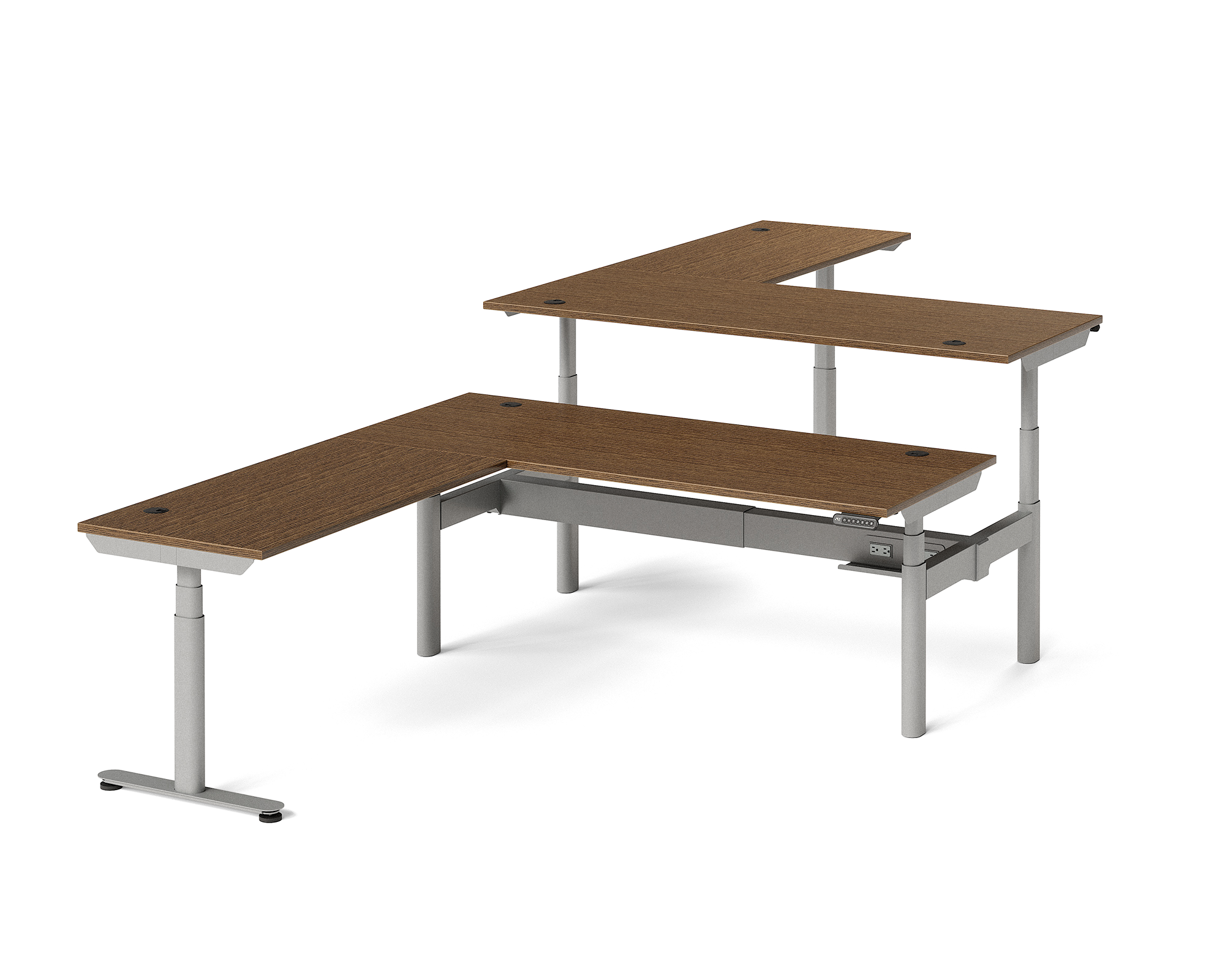 Sol L-Shaped Adjustable-Height Desks for 2