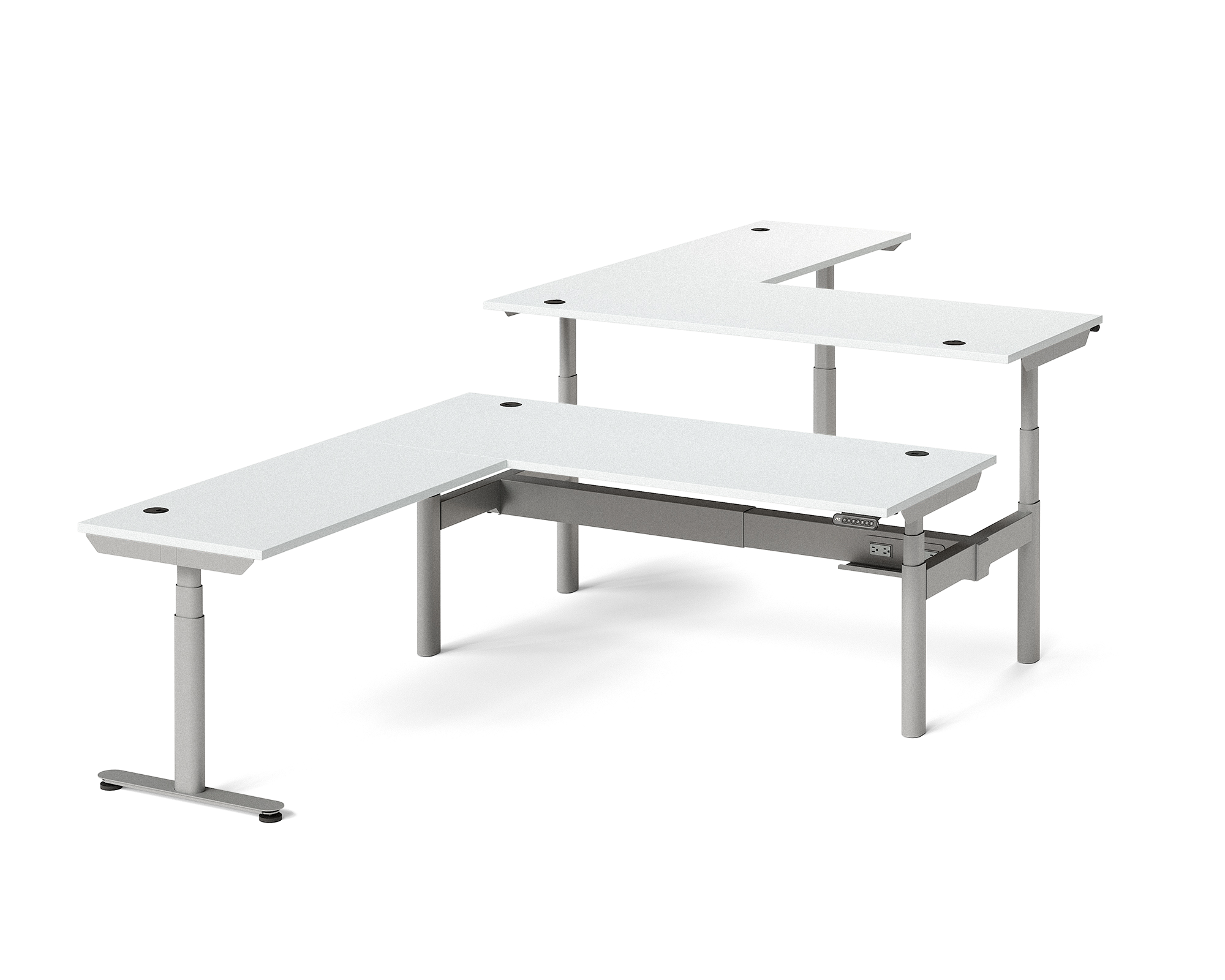 Sol L-Shaped Adjustable-Height Desks for 2