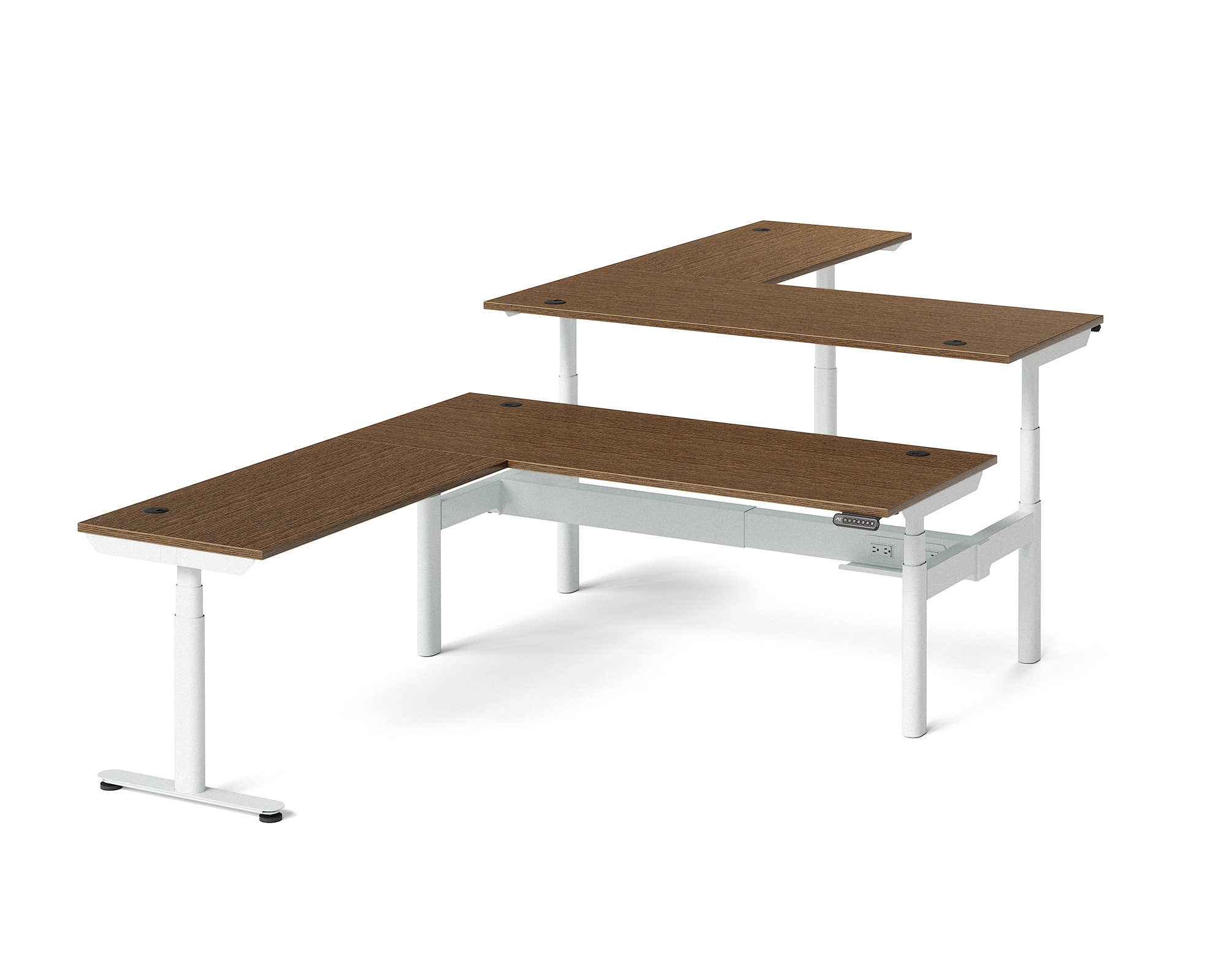 Sol L-Shaped Adjustable-Height Desks for 2