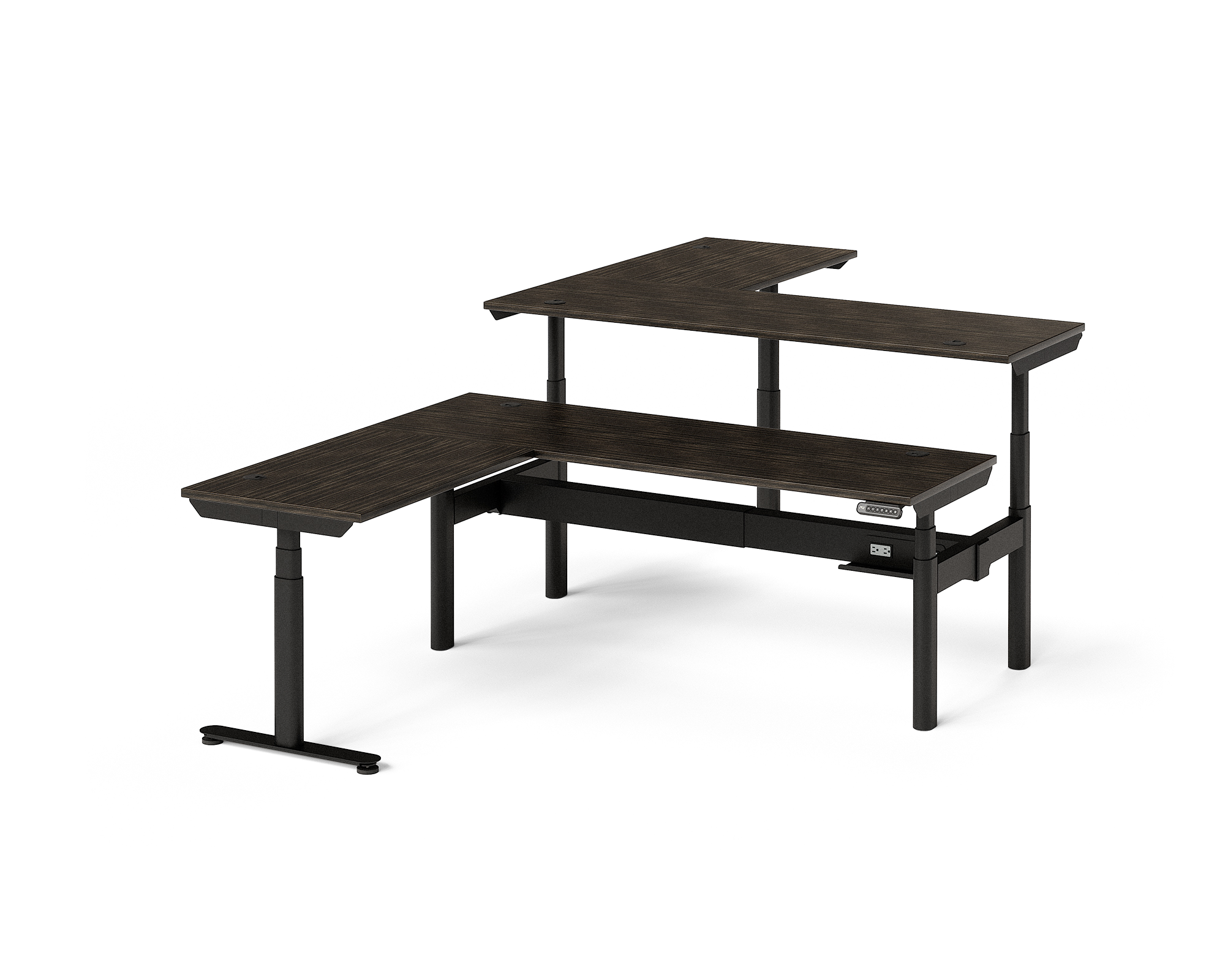 Sol L-Shaped Adjustable-Height Desks for 2