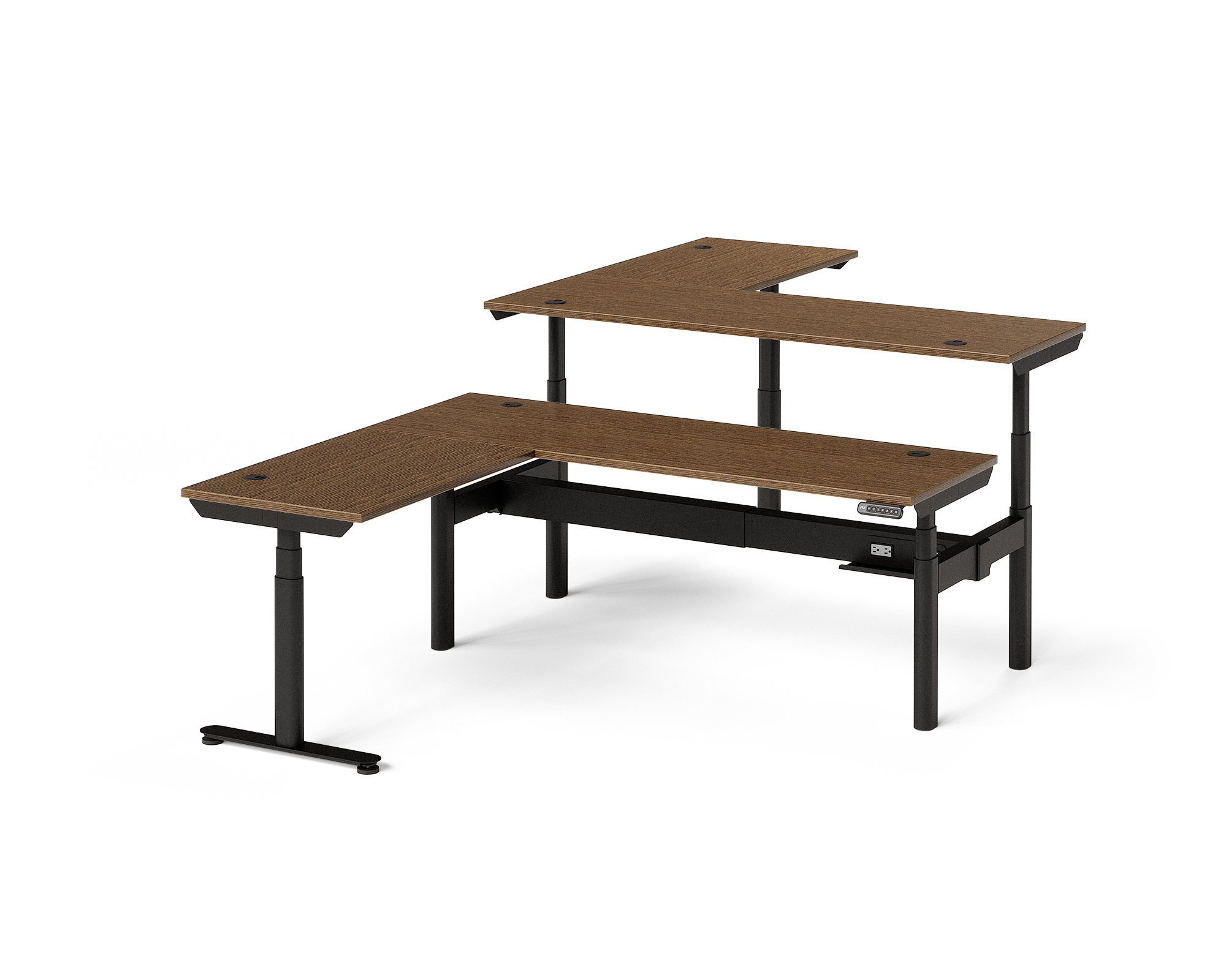 Sol L-Shaped Adjustable-Height Desks for 2
