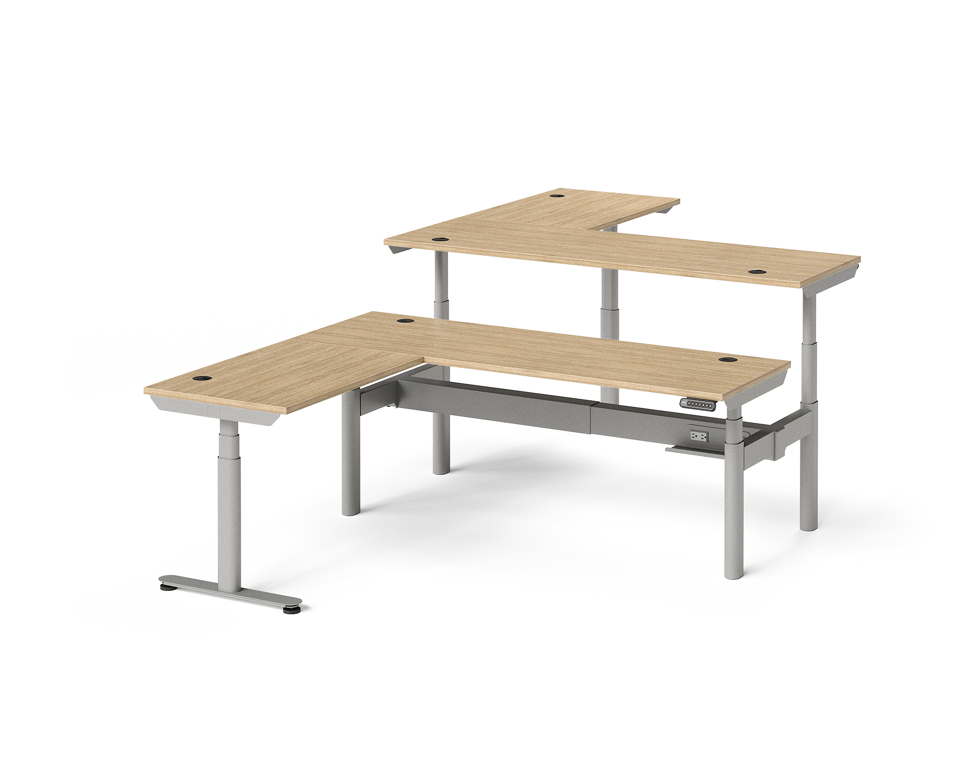 Sol L-Shaped Adjustable-Height Desks for 2