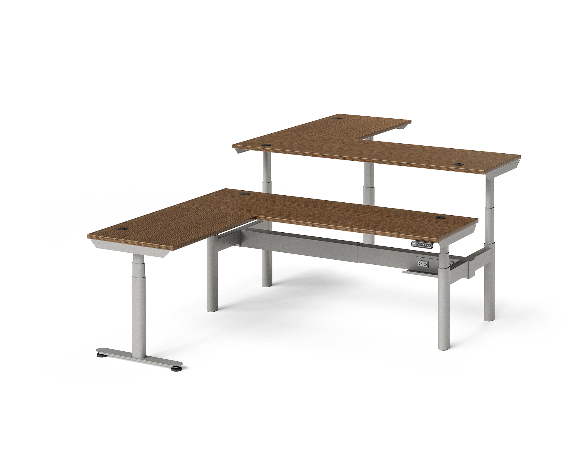 Sol L-Shaped Adjustable-Height Desks for 2