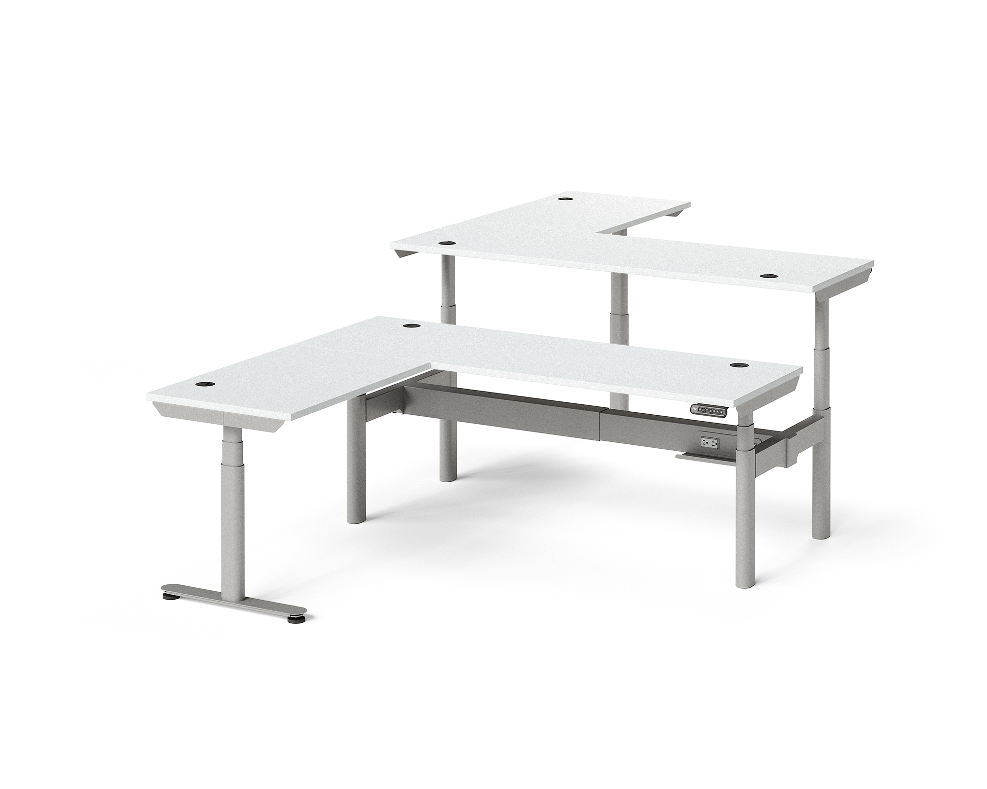 Sol L-Shaped Adjustable-Height Desks for 2