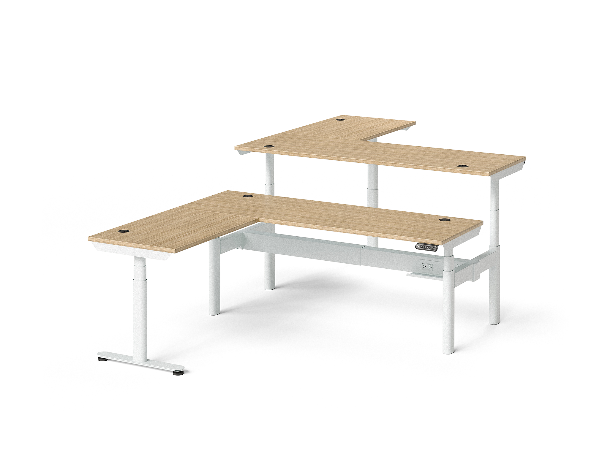 Sol L-Shaped Adjustable-Height Desks for 2