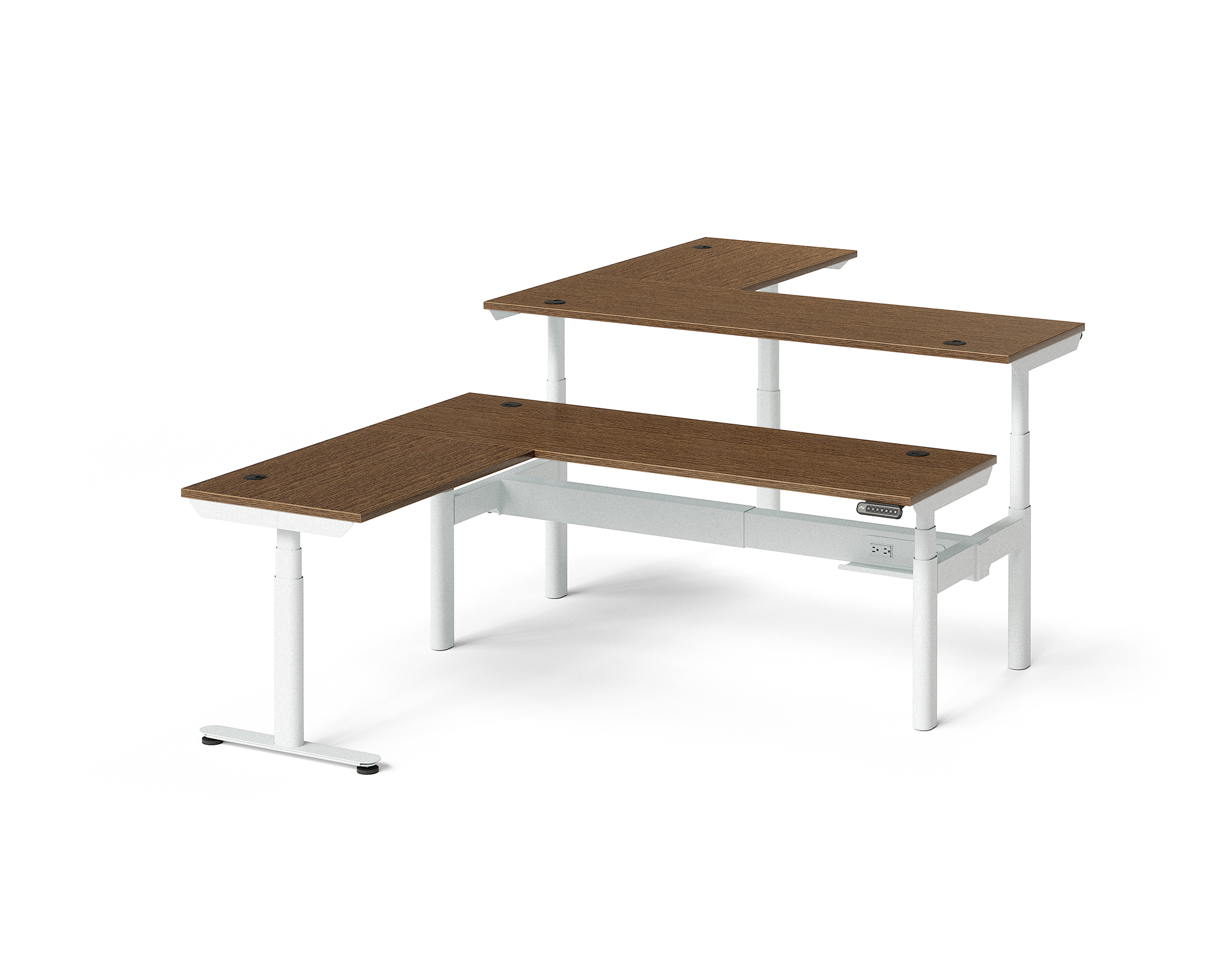 Sol L-Shaped Adjustable-Height Desks for 2