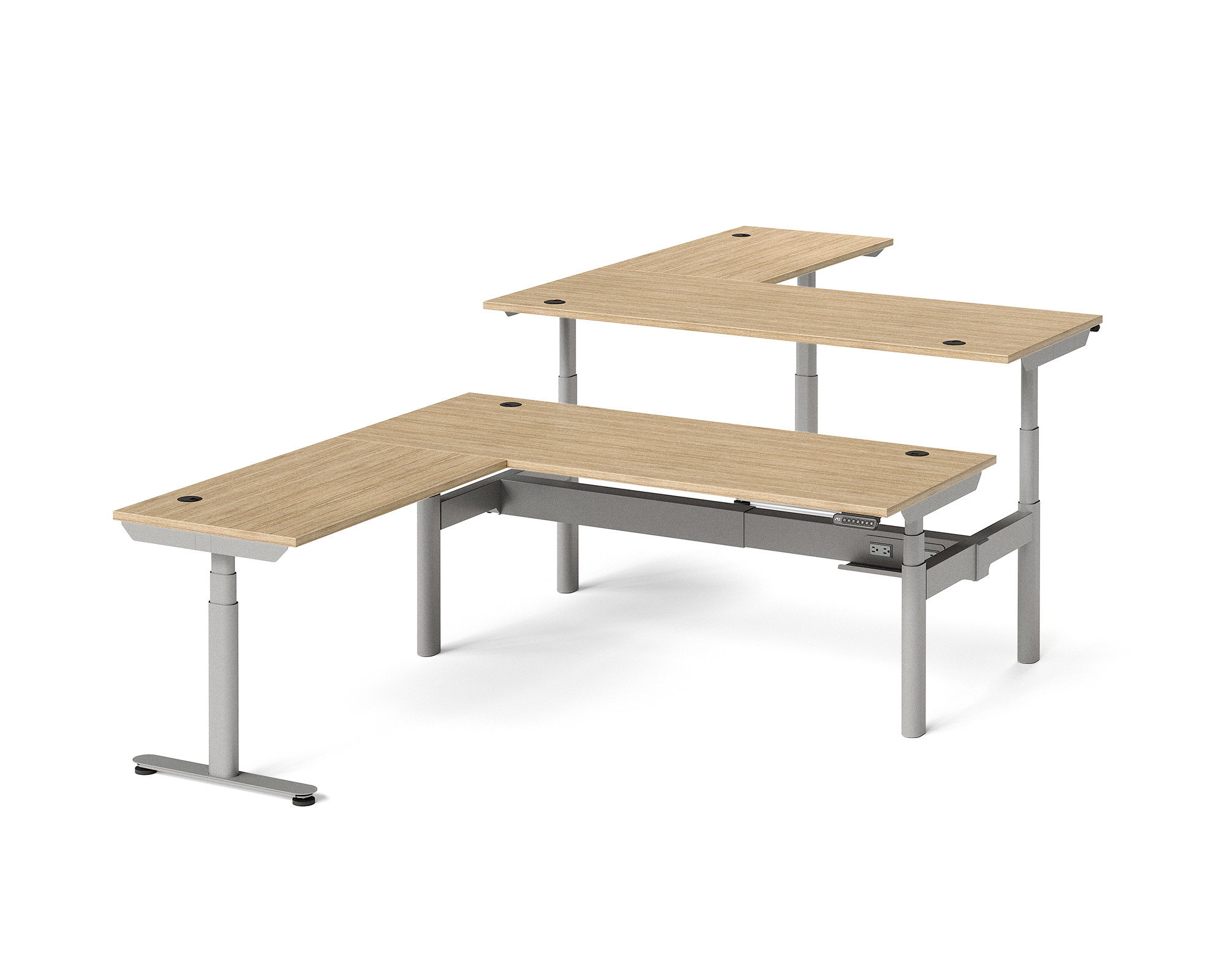 Sol L-Shaped Adjustable-Height Desks for 2