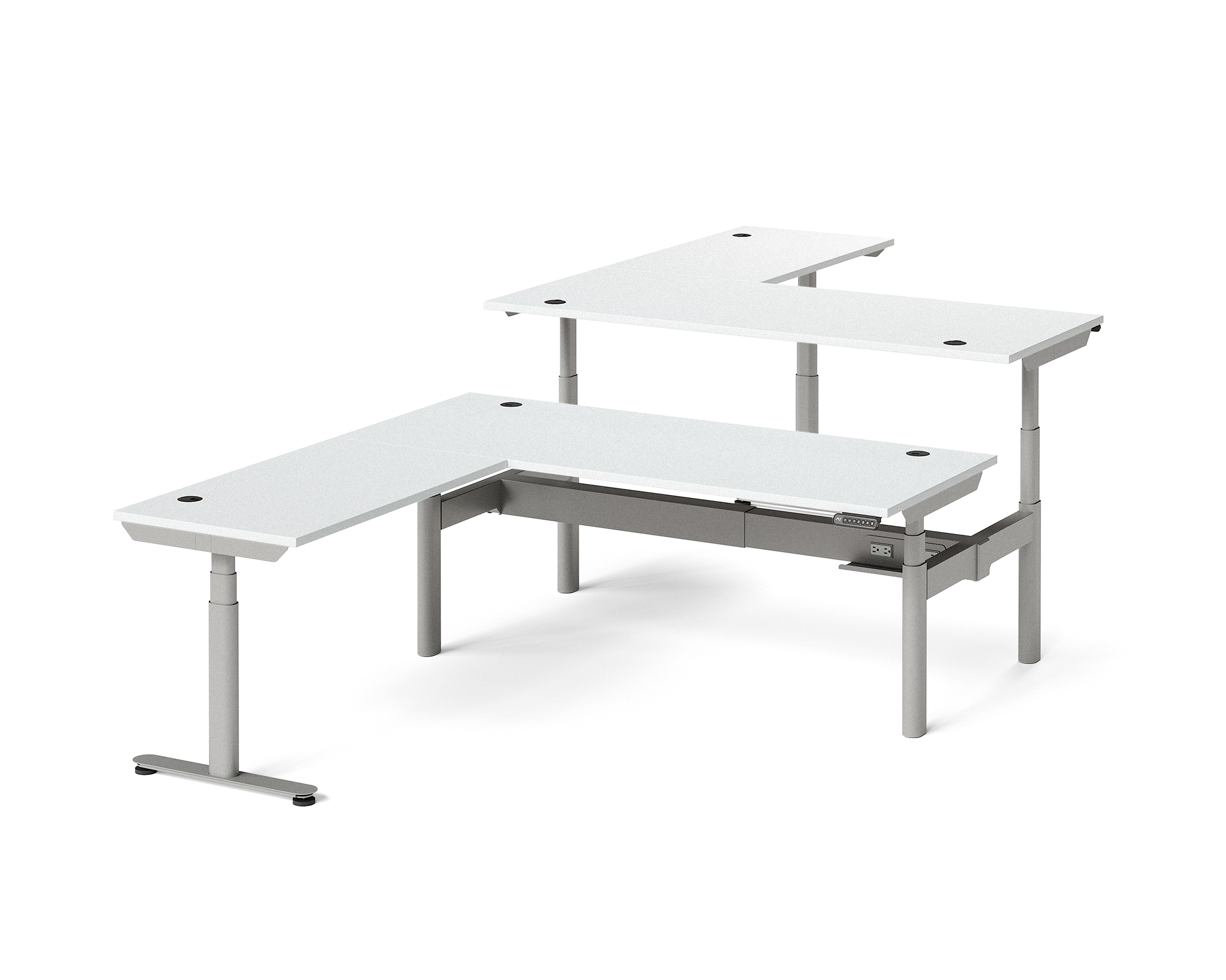Sol L-Shaped Adjustable-Height Desks for 2