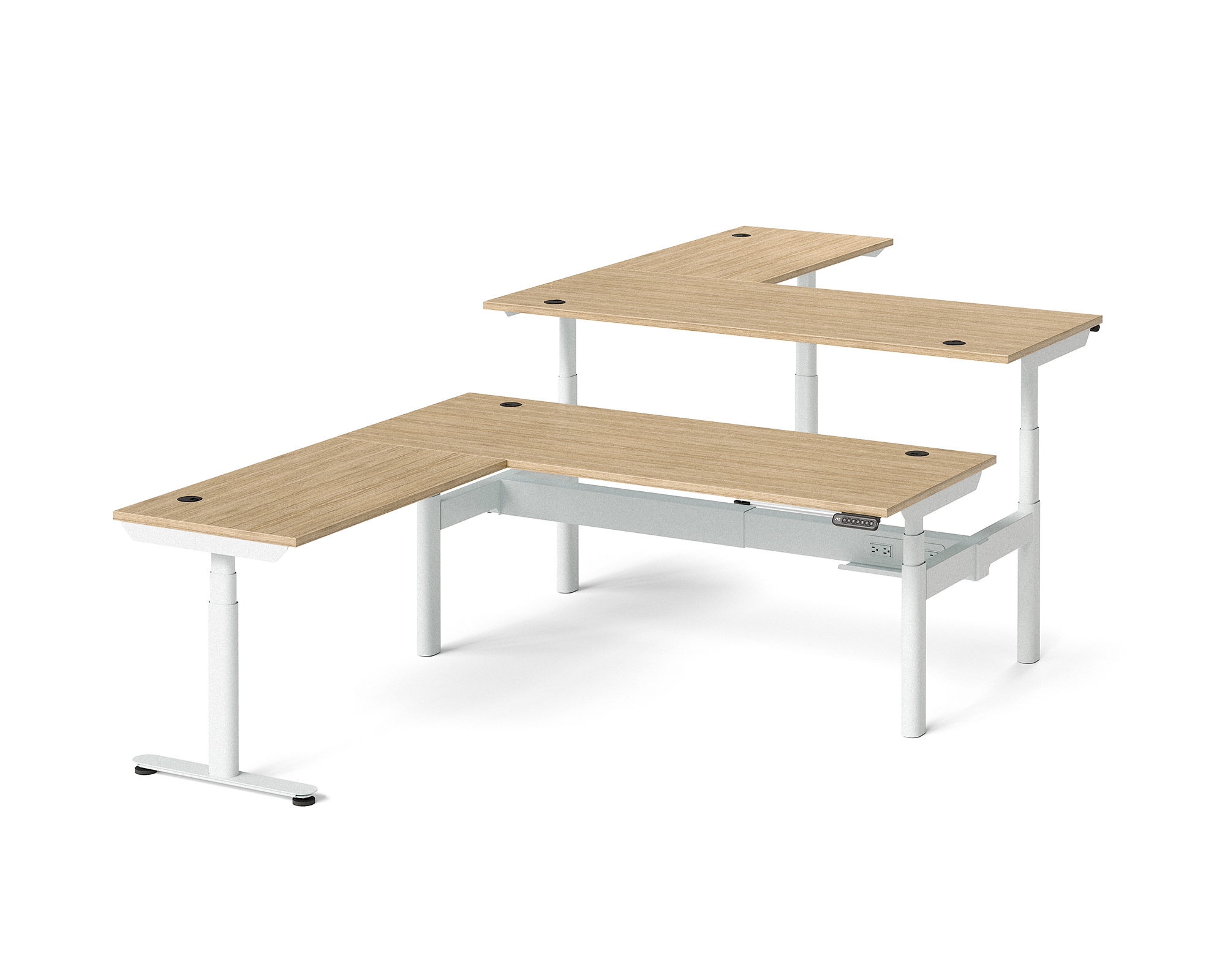 Sol L-Shaped Adjustable-Height Desks for 2