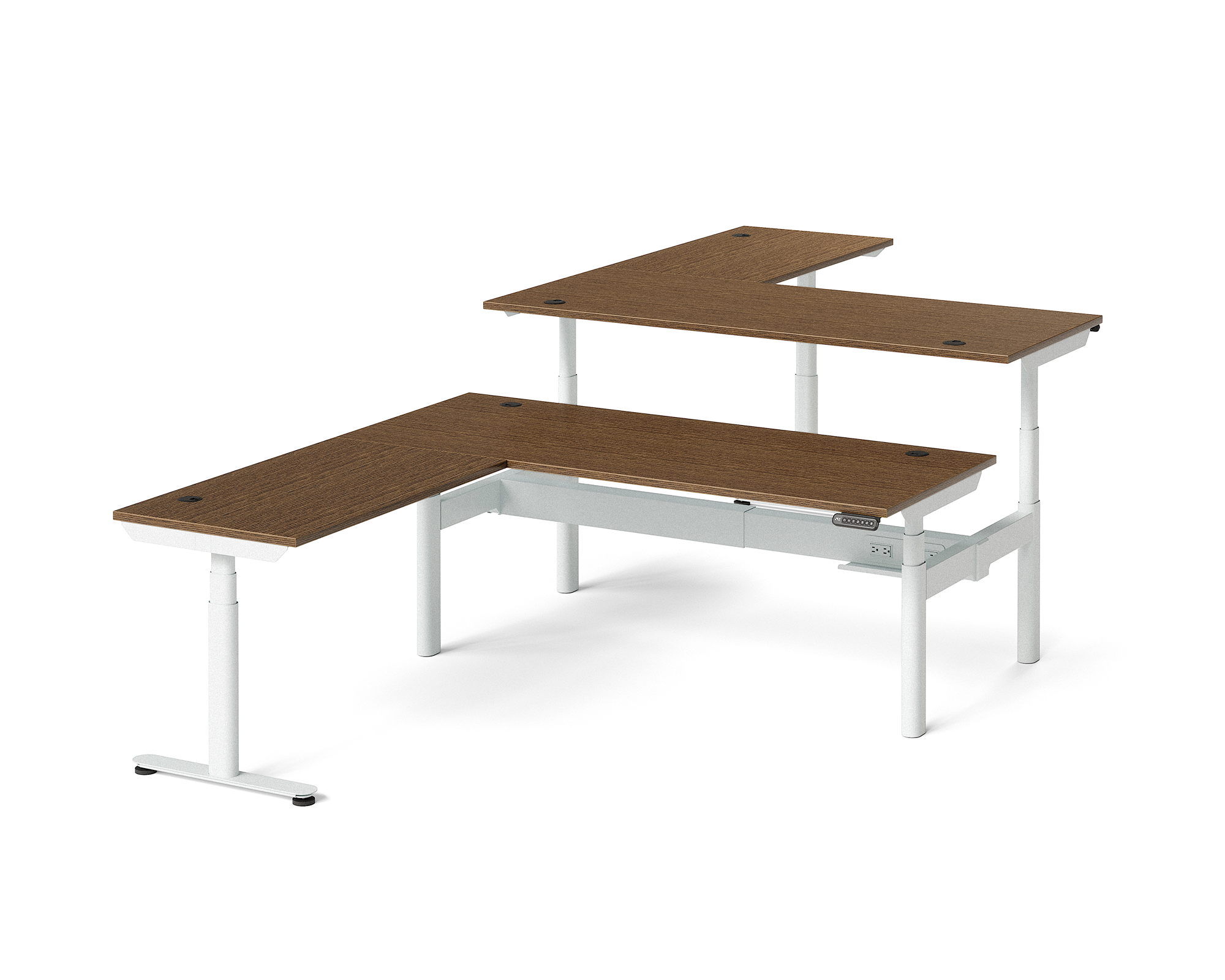 Sol L-Shaped Adjustable-Height Desks for 2