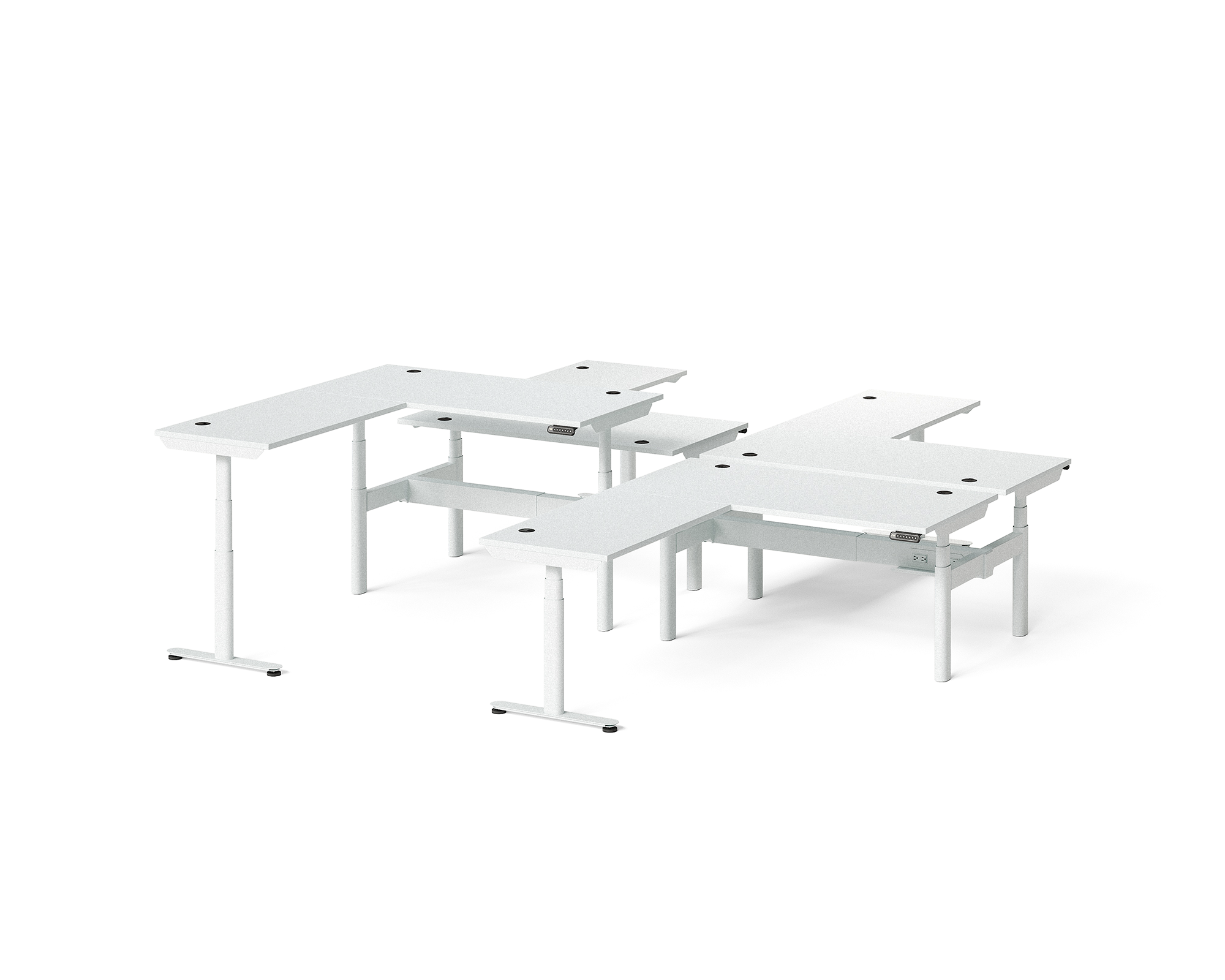Sol L-Shaped Adjustable-Height Desks for 4