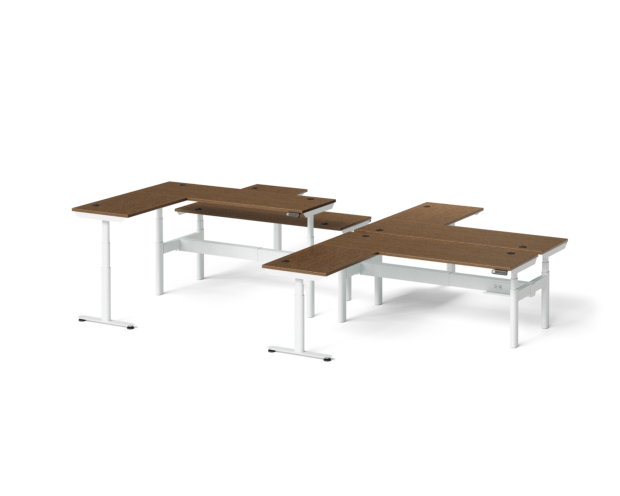 Sol L-Shaped Adjustable-Height Desks for 4