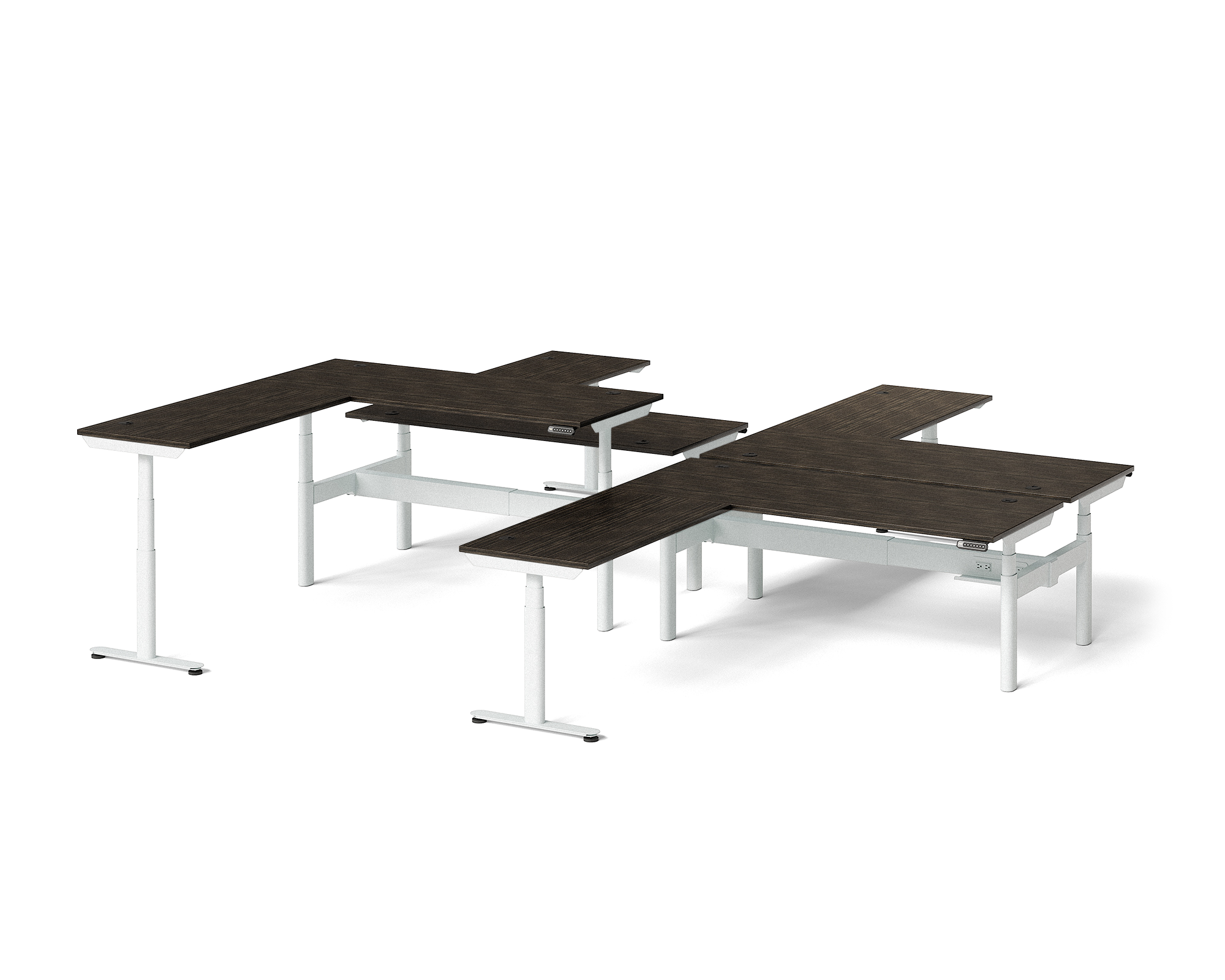Sol L-Shaped Adjustable-Height Desks for 4