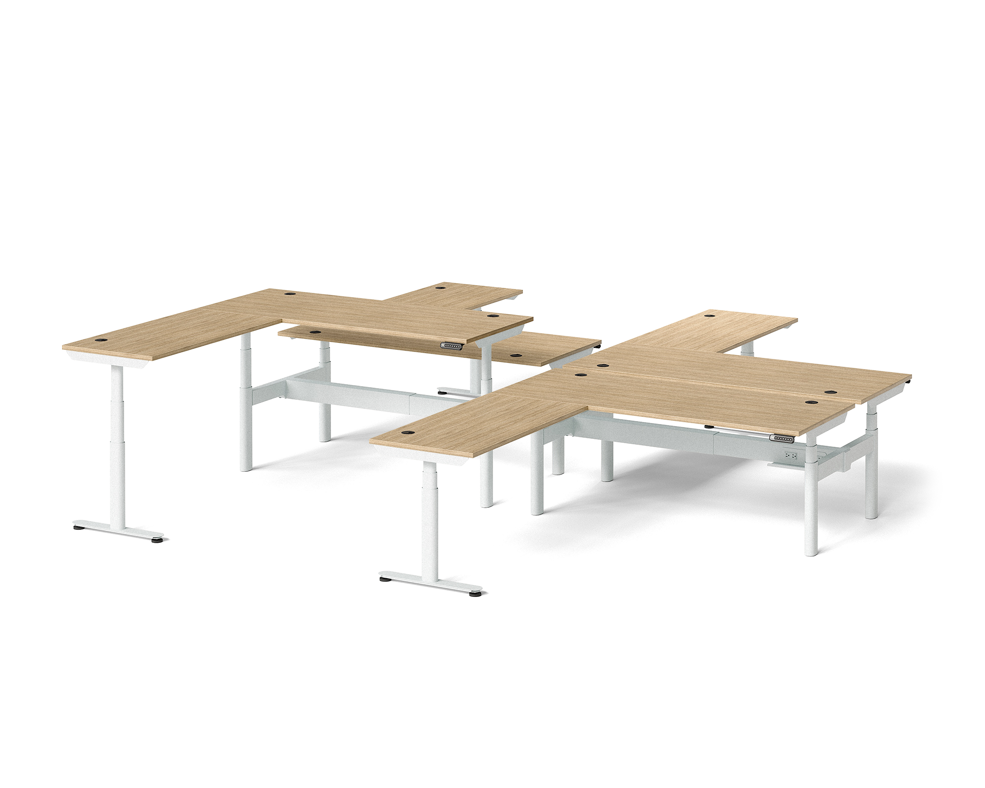 Sol L-Shaped Adjustable-Height Desks for 4