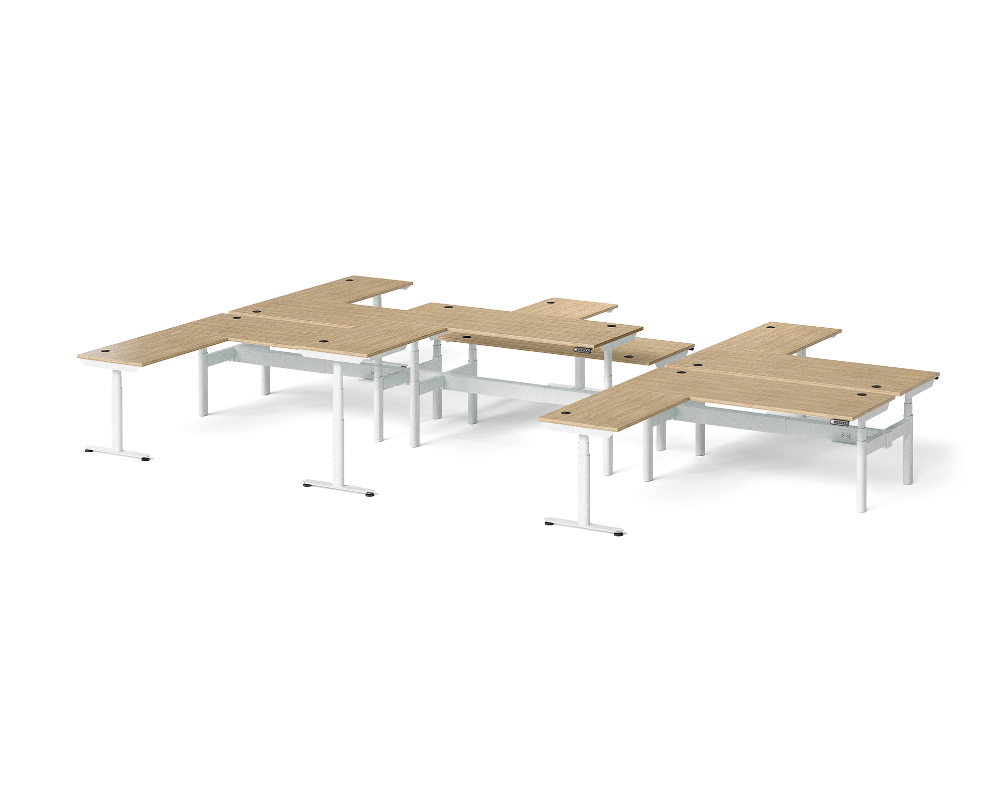 Sol L-Shaped Adjustable-Height Desks for 6