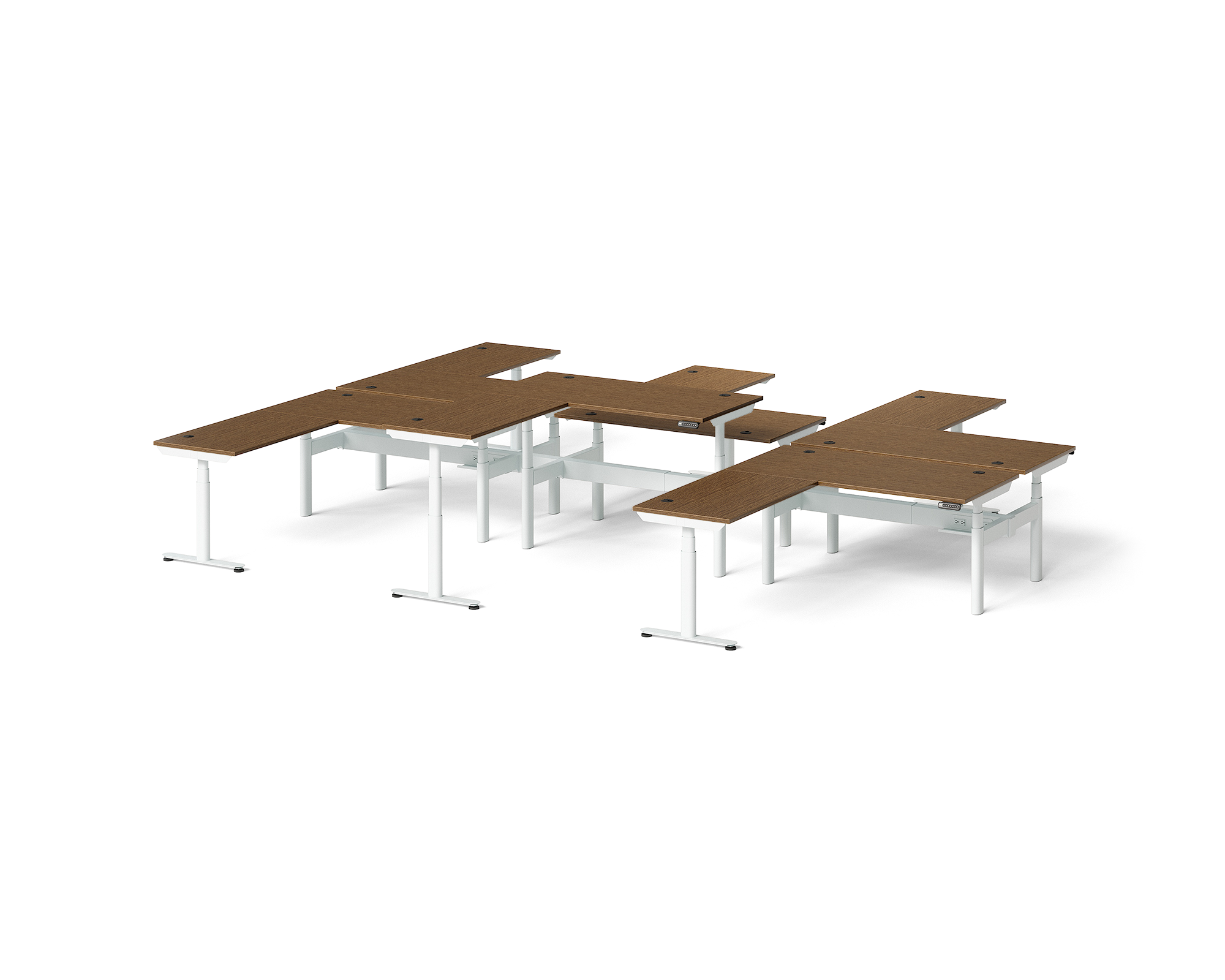 Sol L-Shaped Adjustable-Height Desks for 6