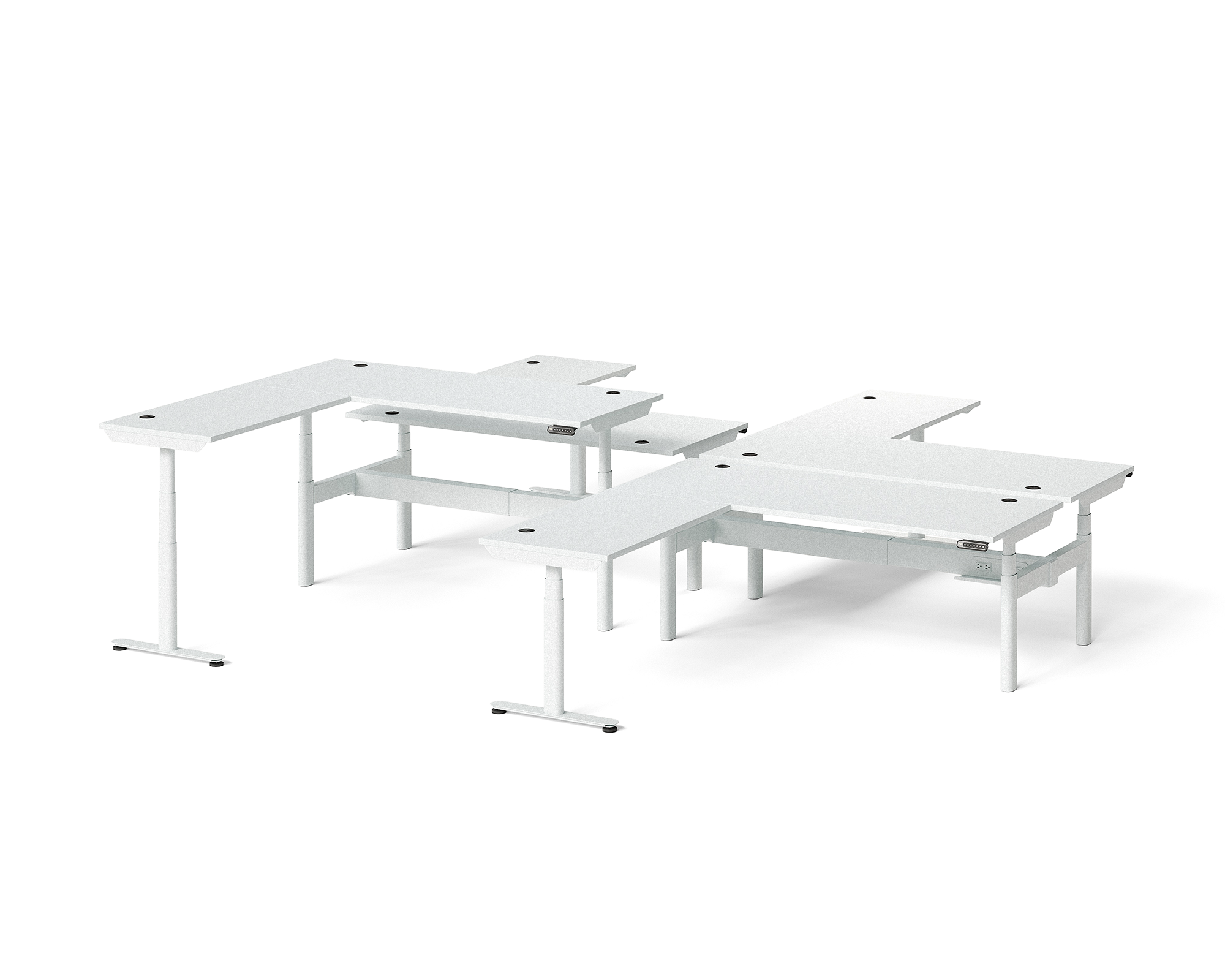 Sol L-Shaped Adjustable-Height Desks for 4