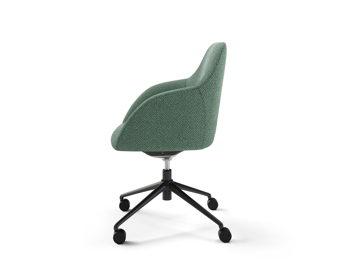 Wren Meeting Chair in Thyme with casters (side view)