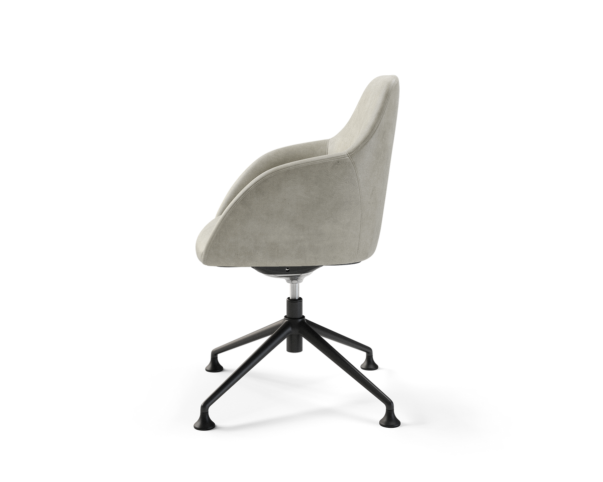 Wren Meeting Chair in Ash Vinyl with glides (side view)