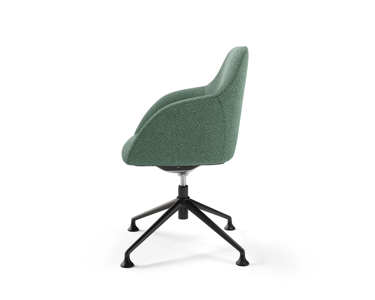 Wren Meeting Chair in Thyme with glides (side view)