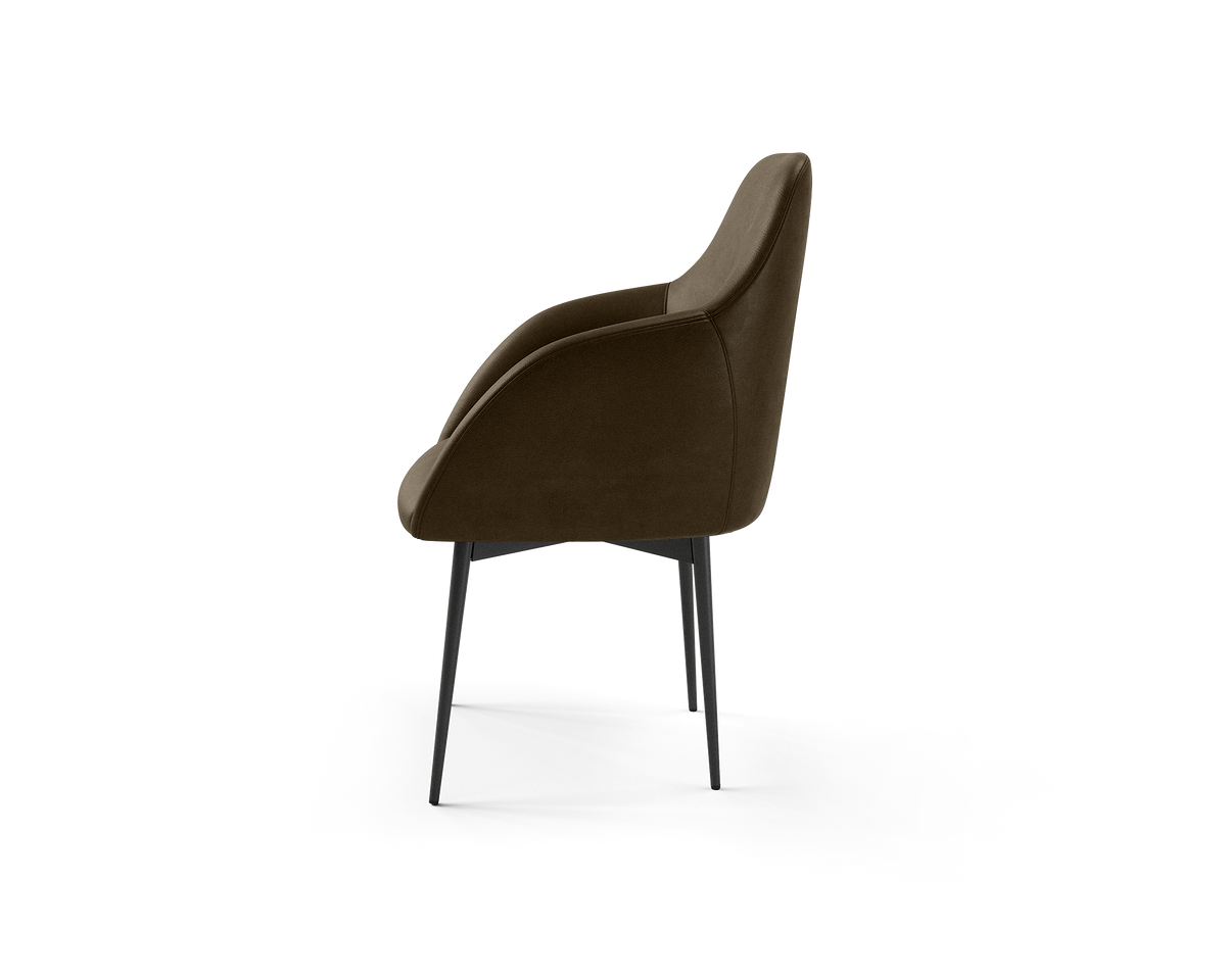 Wren Side Chair in Walnut Vinyl (side view)