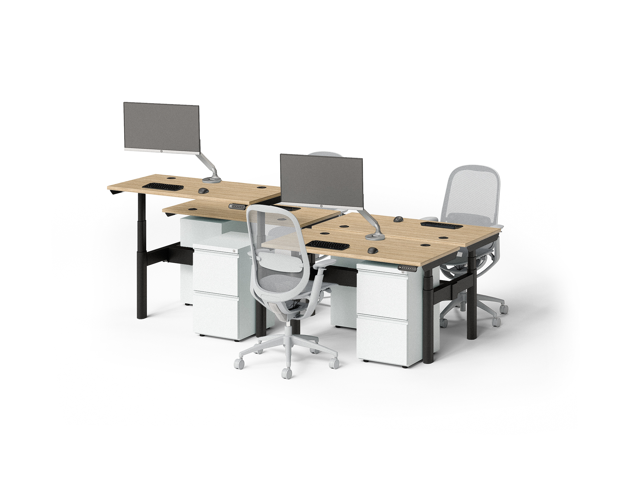 Sol Adjustable-Height Desks for 4