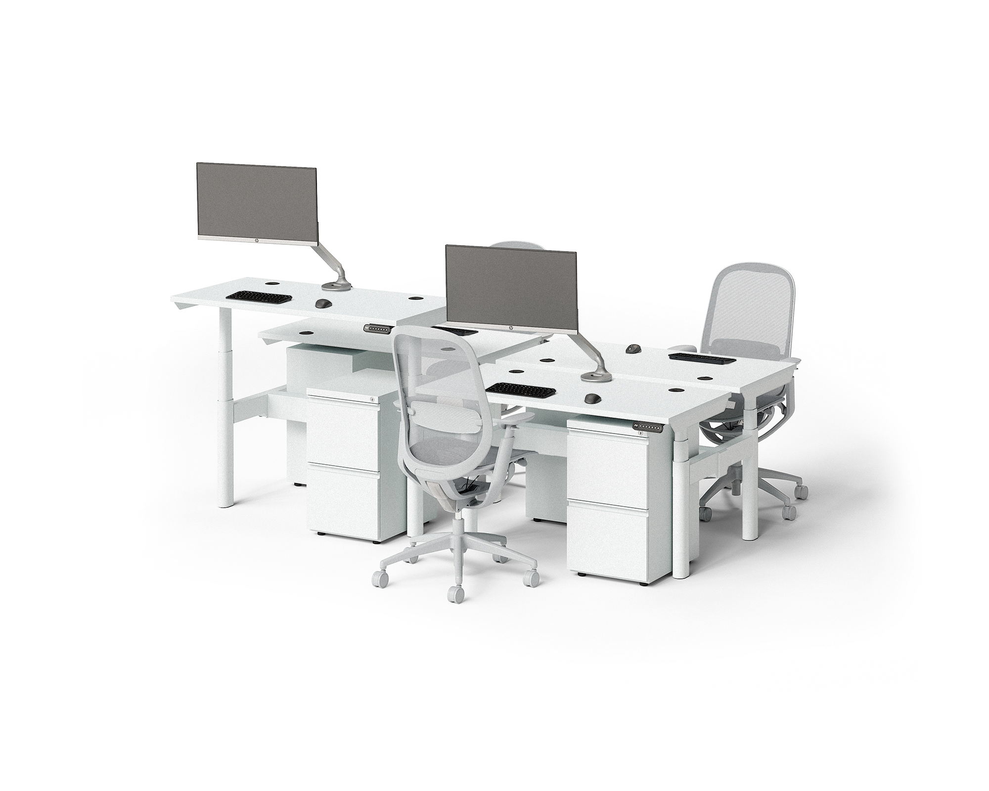 Sol Adjustable-Height Desks for 4
