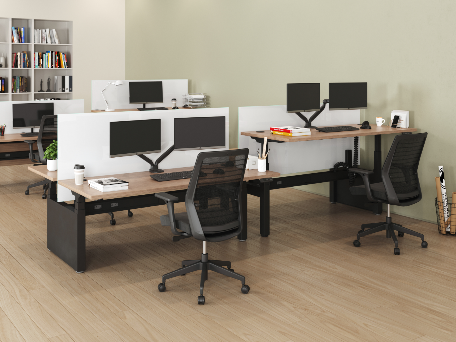 Think Adjustable-Height Benched Desks for 6