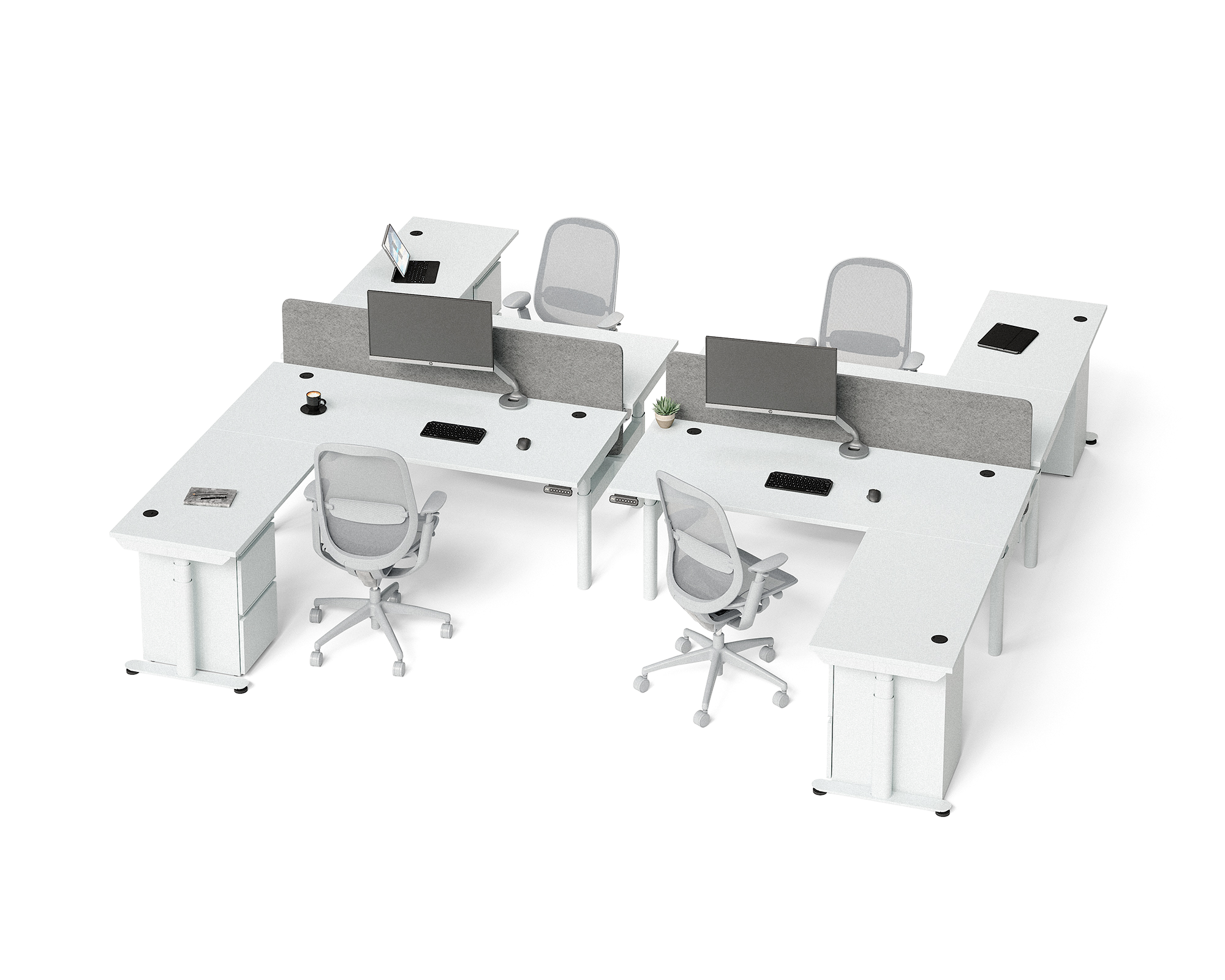 Sol L-Shaped Adjustable-Height Desks for 2