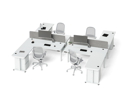 Sol L-Shaped Adjustable-Height Desks for 4