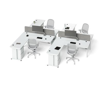 Sol L-Shaped Adjustable-Height Desks for 2